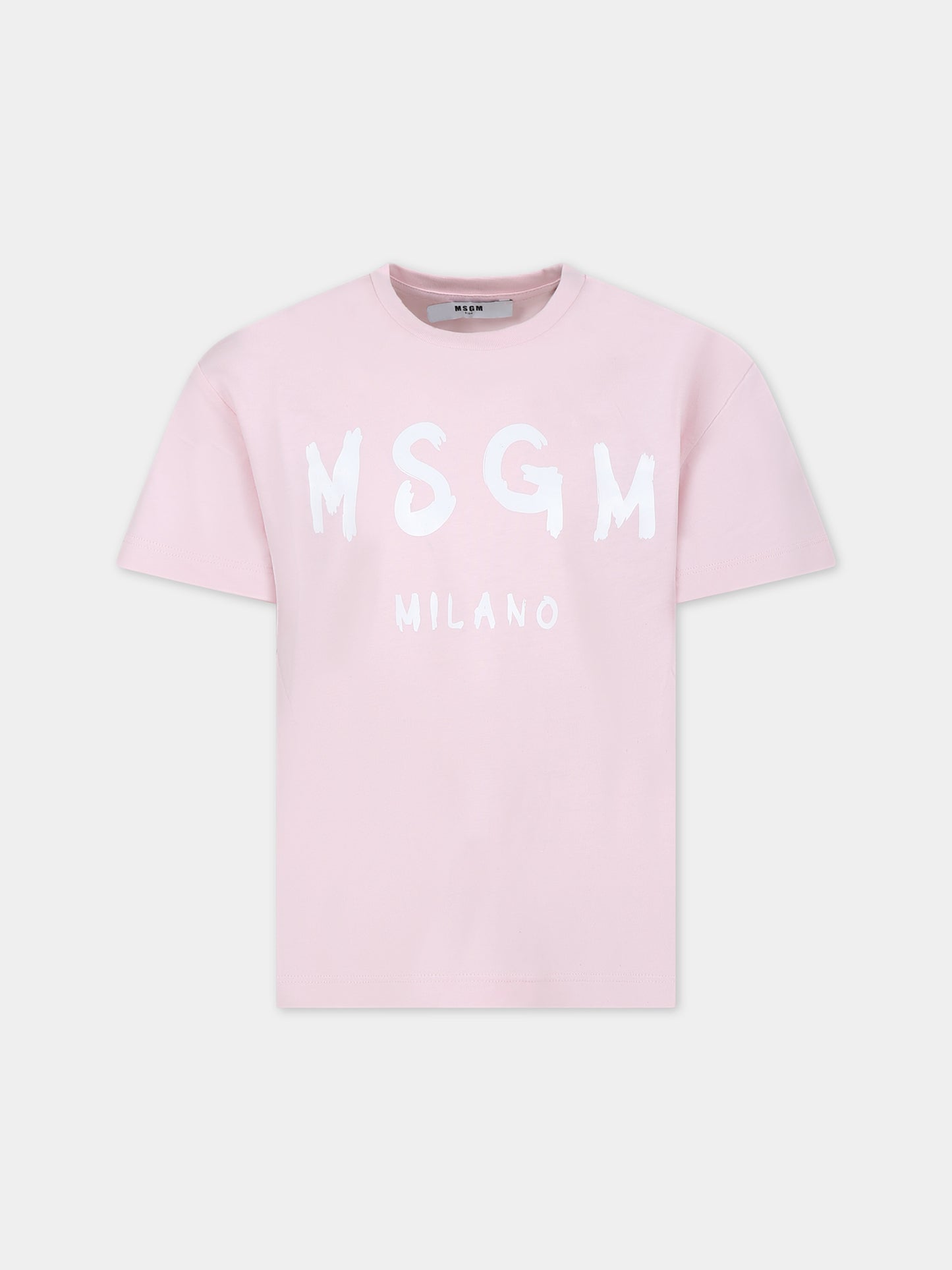 T-shirt rosa per bambina con logo,Msgm Kids,S4MSJUTH011 709
