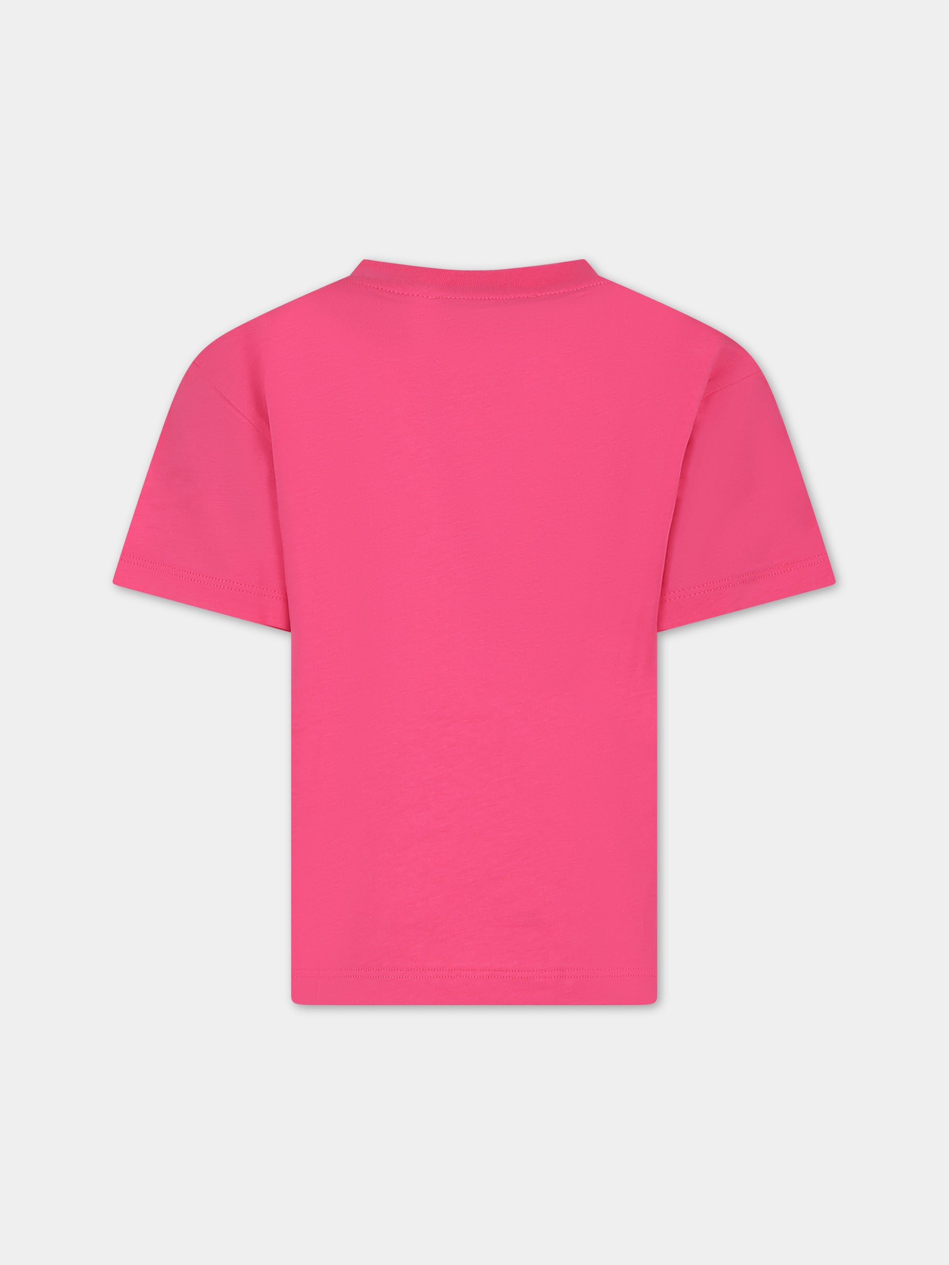 T-shirt fuchsia per bambini con logo,Msgm Kids,S4MSJUTH012 044