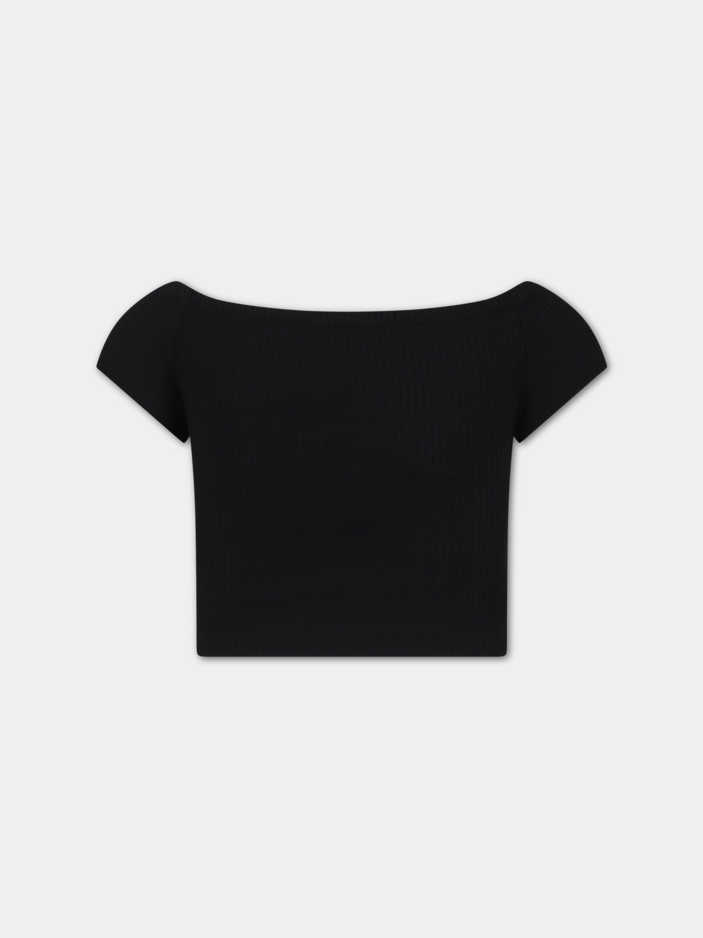 T-shirt nera per bambina con logo,Msgm Kids,S4MSJGTO187 110