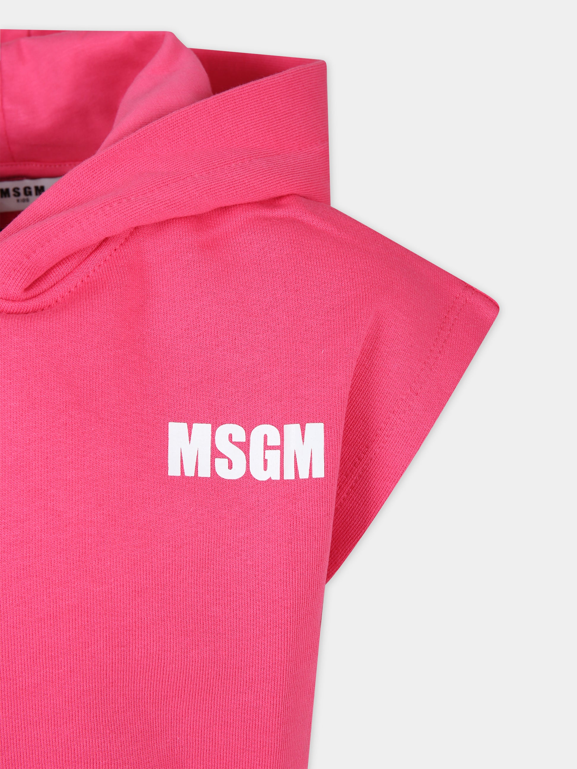 Felpa fucsia per bambina con logo e scritta,Msgm Kids,S4MSJGHS008 044