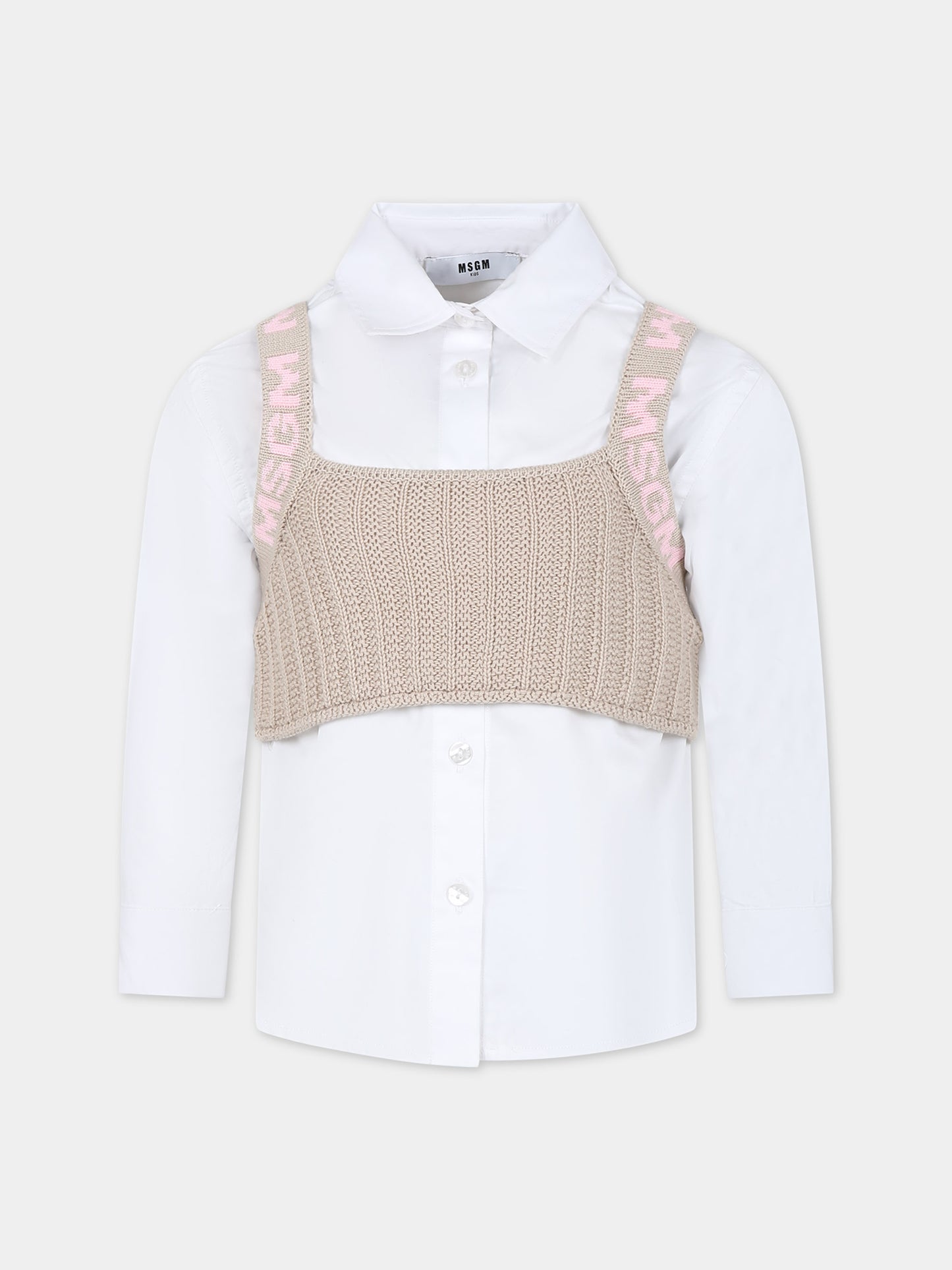 Camicia bianca per bambina,Msgm Kids,S4MSJGSI070 015