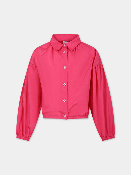 Camicia fucsia per bambina con logo,Msgm Kids,S4MSJGSI150 044