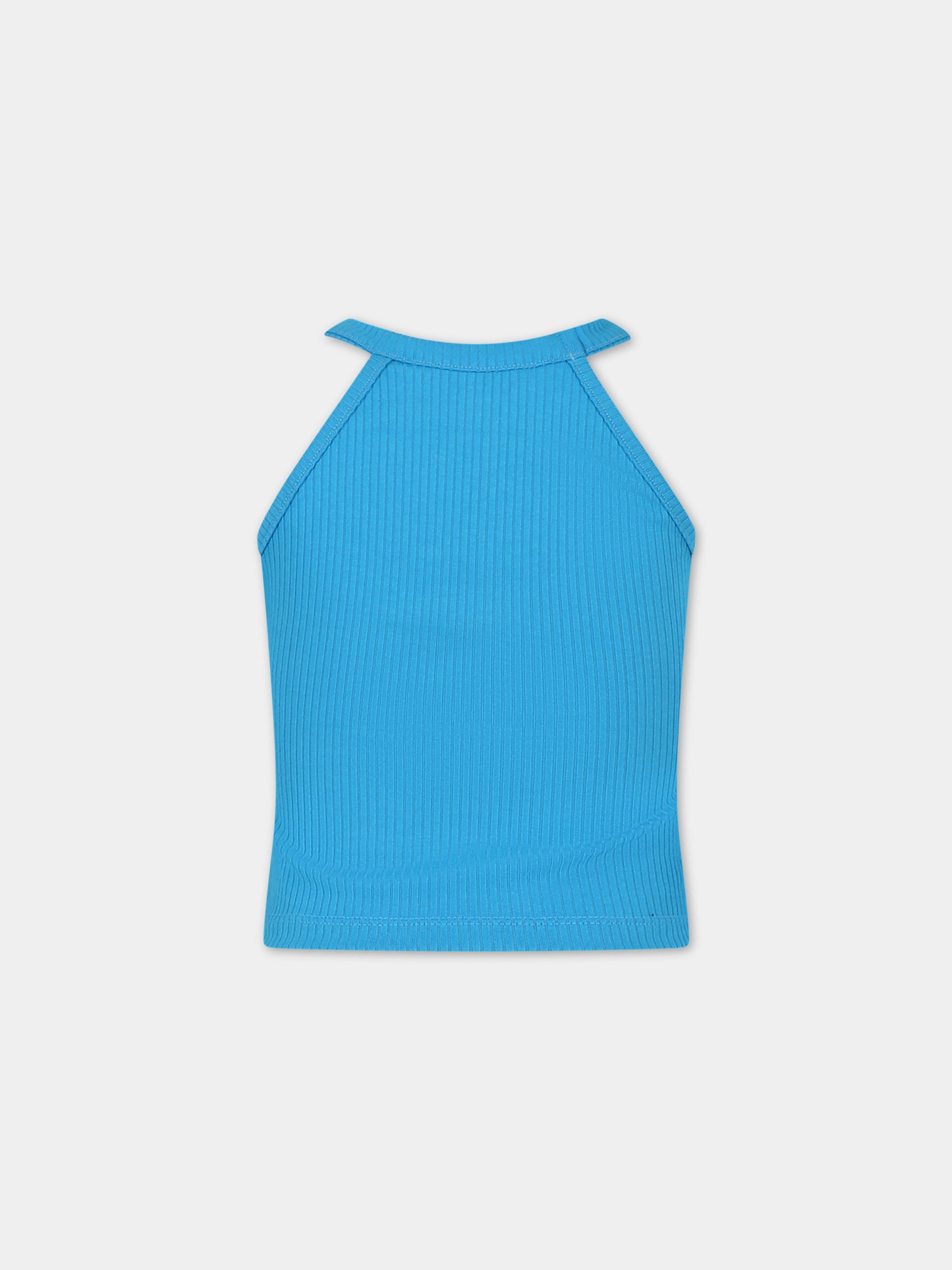 Canotta azzurra per bambina con logo,Msgm Kids,S4MSJGTA177 051