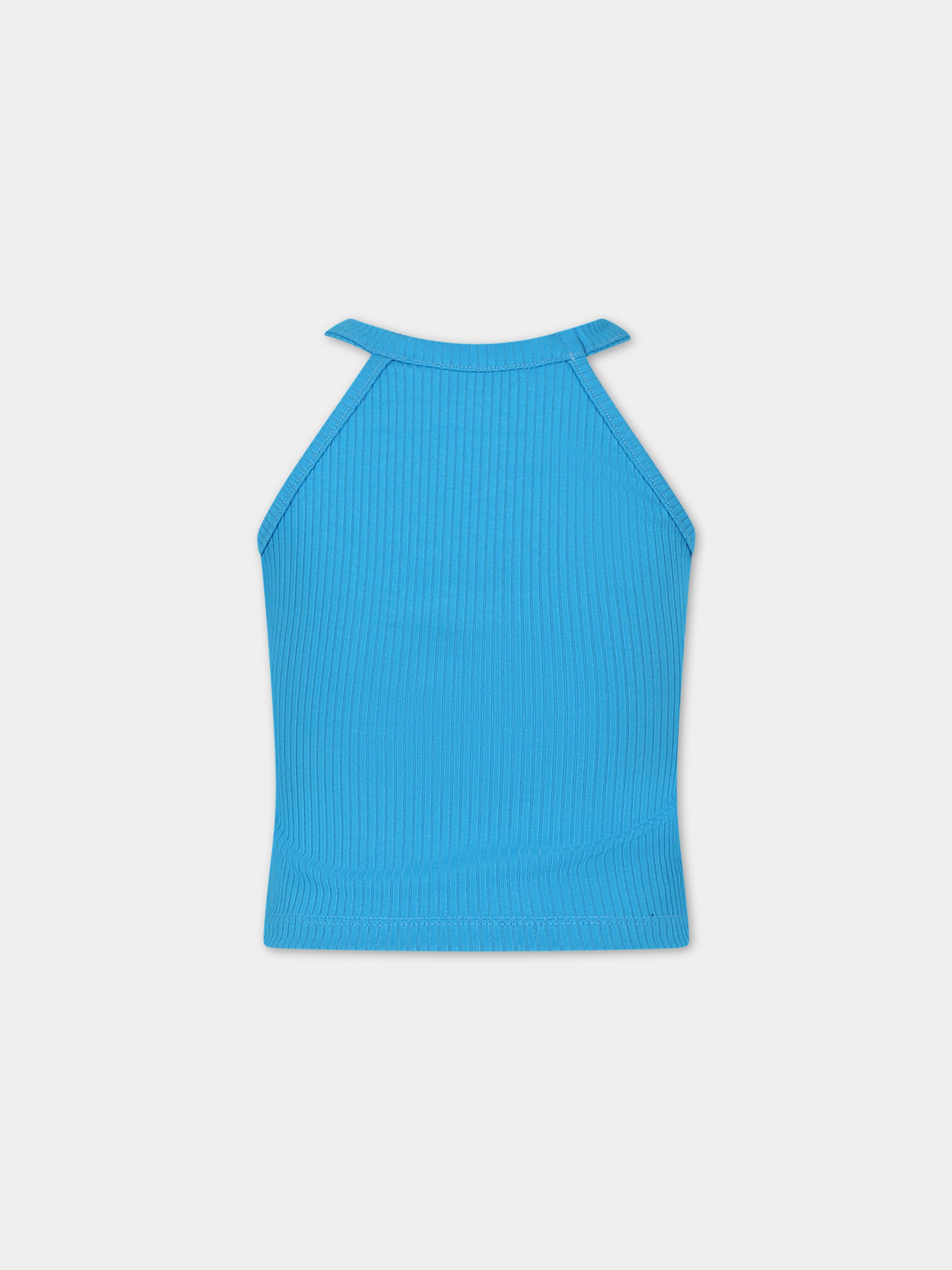 Canotta azzurra per bambina con logo,Msgm Kids,S4MSJGTA177 051
