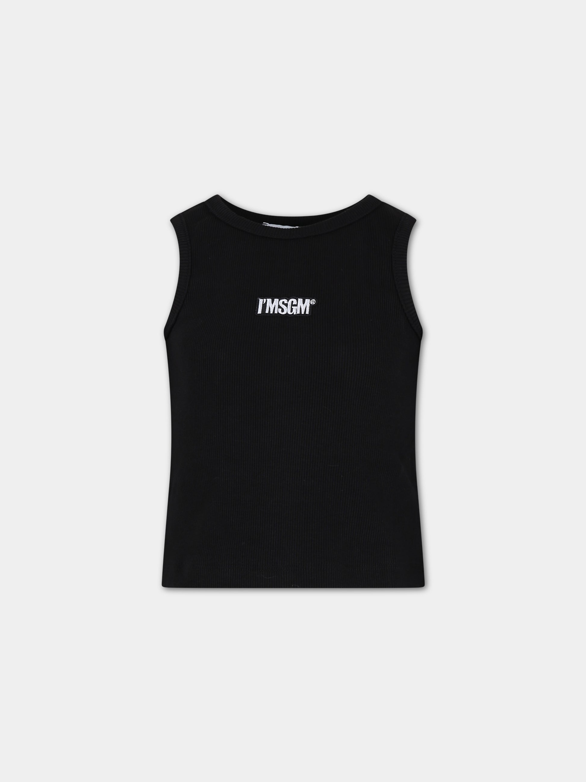 Canotta nera per bambina con logo,Msgm Kids,S4MSJGTA314 110