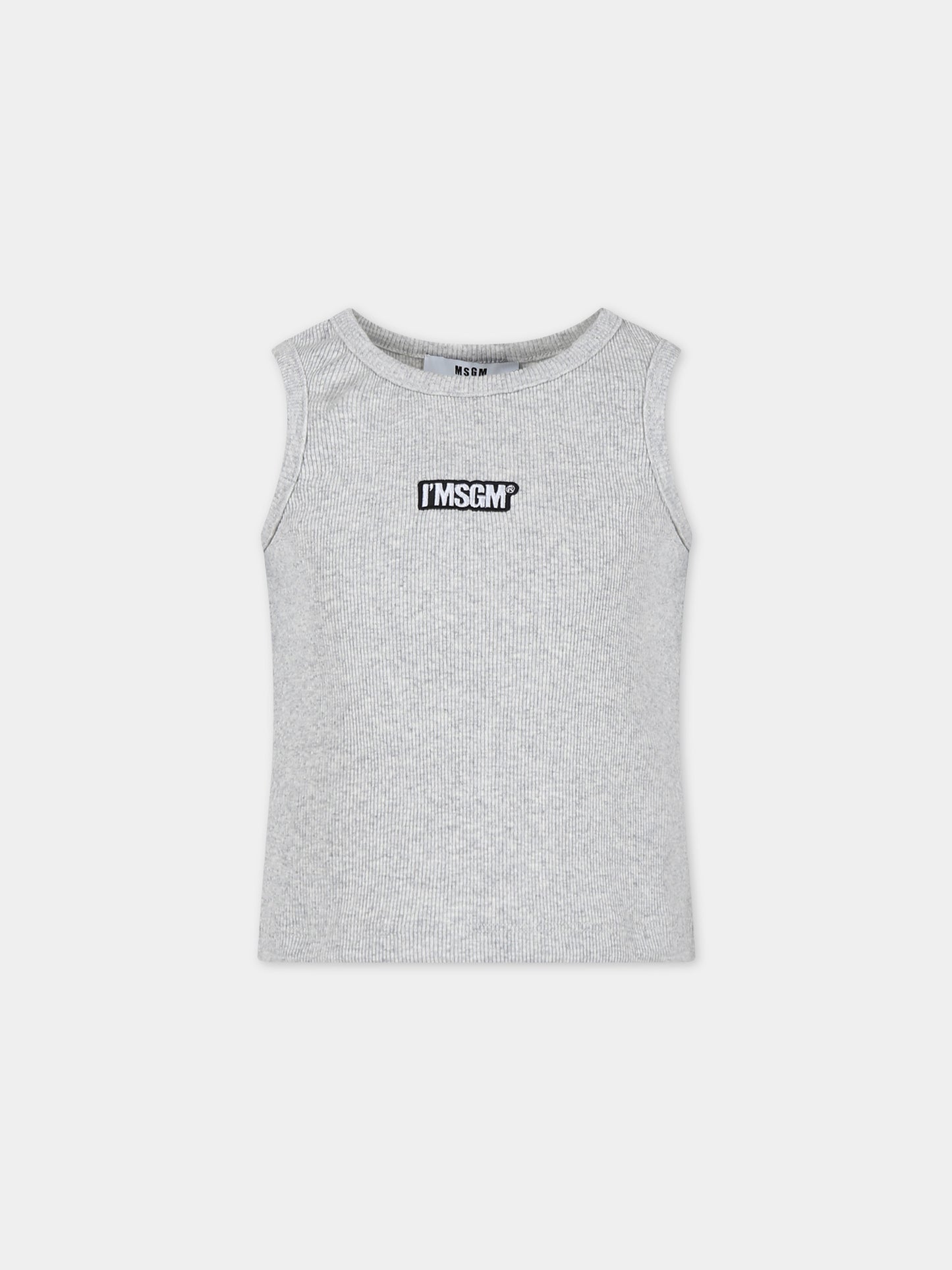 Canotta grigia per bambina con logo,Msgm Kids,S4MSJGTA314 107