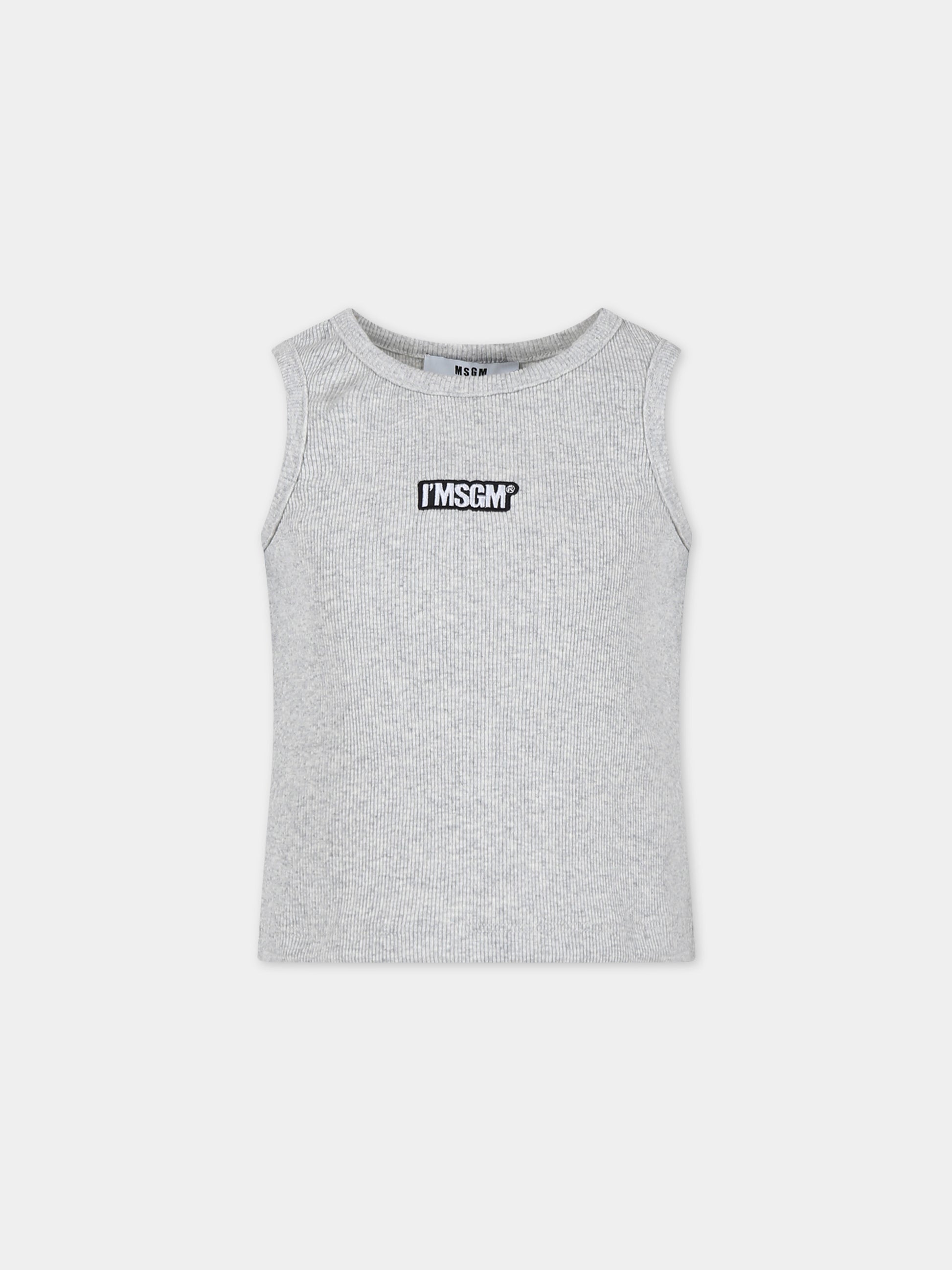 Canotta grigia per bambina con logo,Msgm Kids,S4MSJGTA314 107