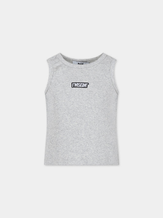 Canotta grigia per bambina con logo,Msgm Kids,S4MSJGTA314 107