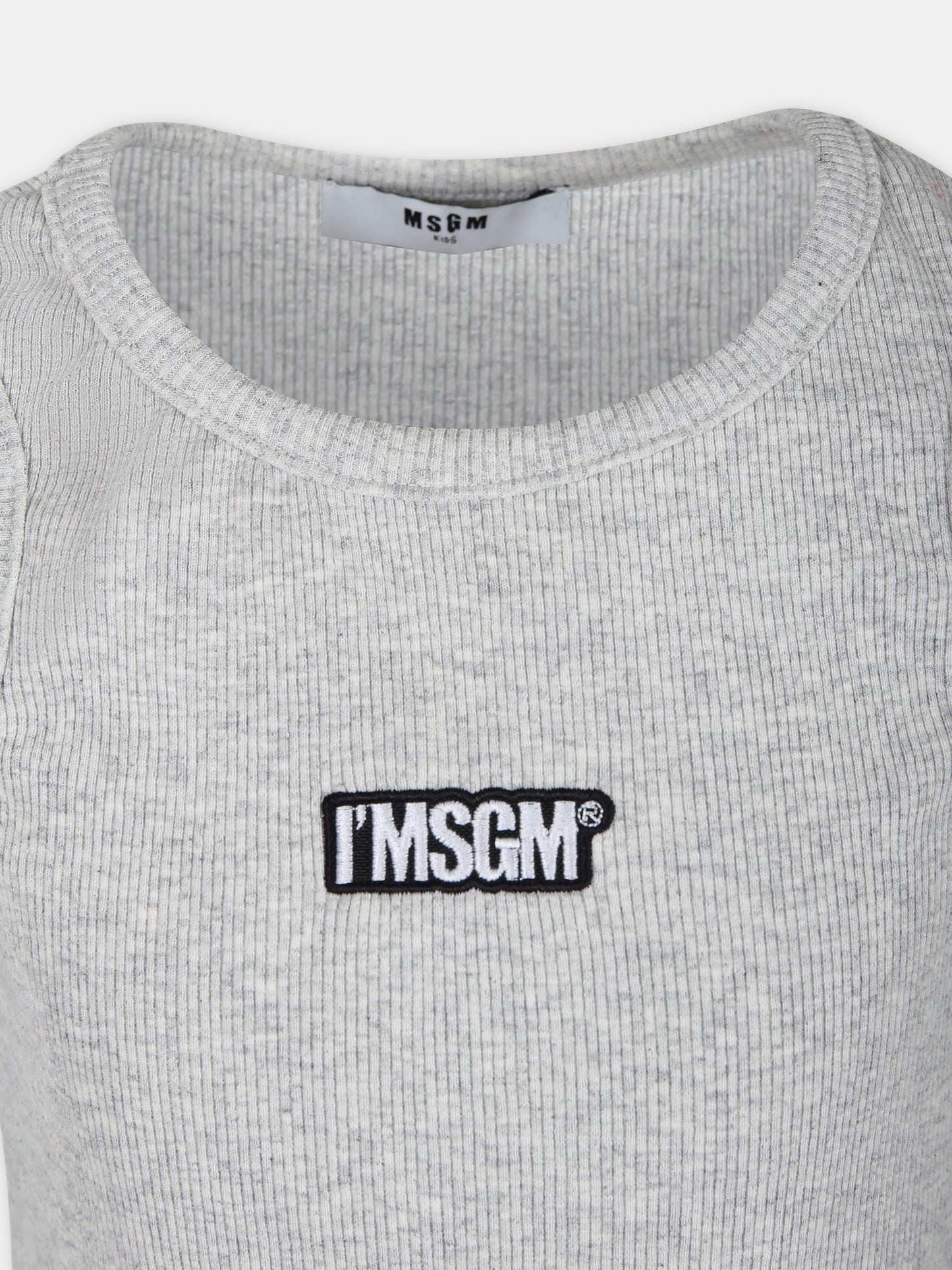 Canotta grigia per bambina con logo,Msgm Kids,S4MSJGTA314 107