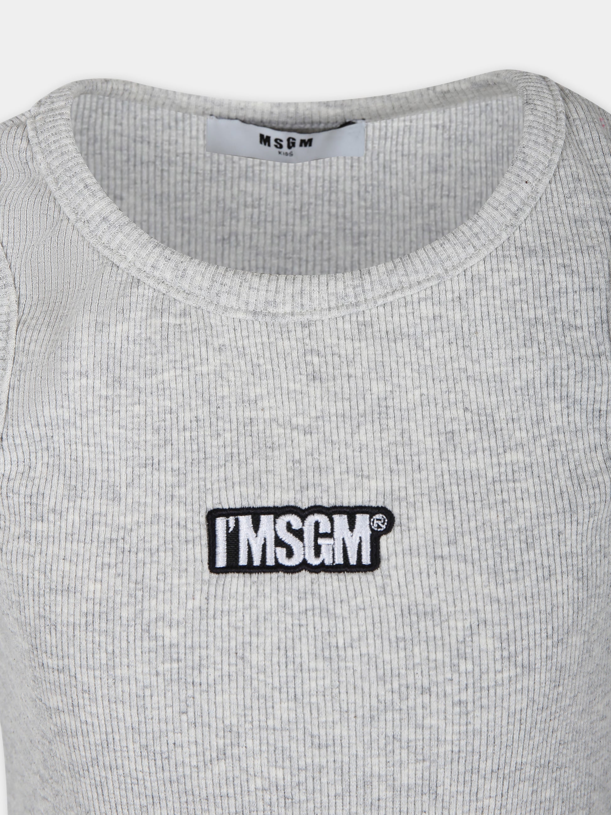 Canotta grigia per bambina con logo,Msgm Kids,S4MSJGTA314 107