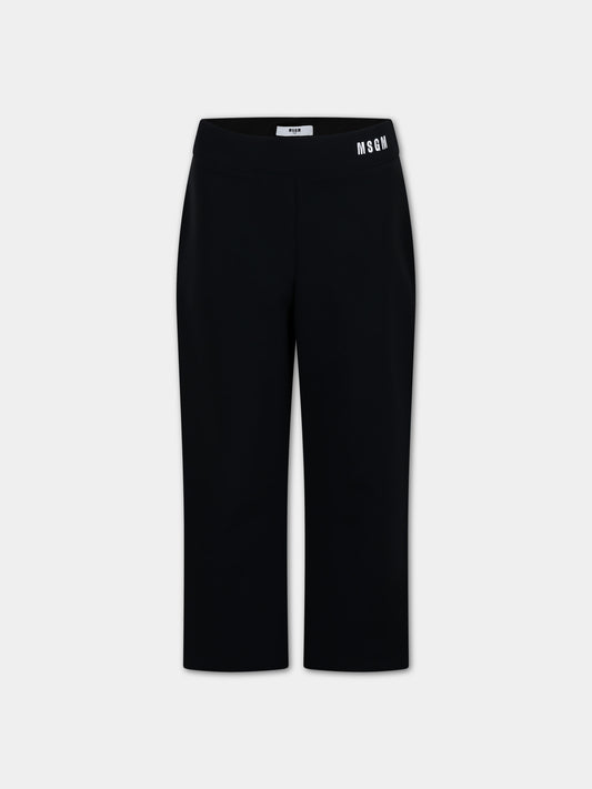 Pantaloni neri per bambina con logo,Msgm Kids,S4MSJGPA316 110