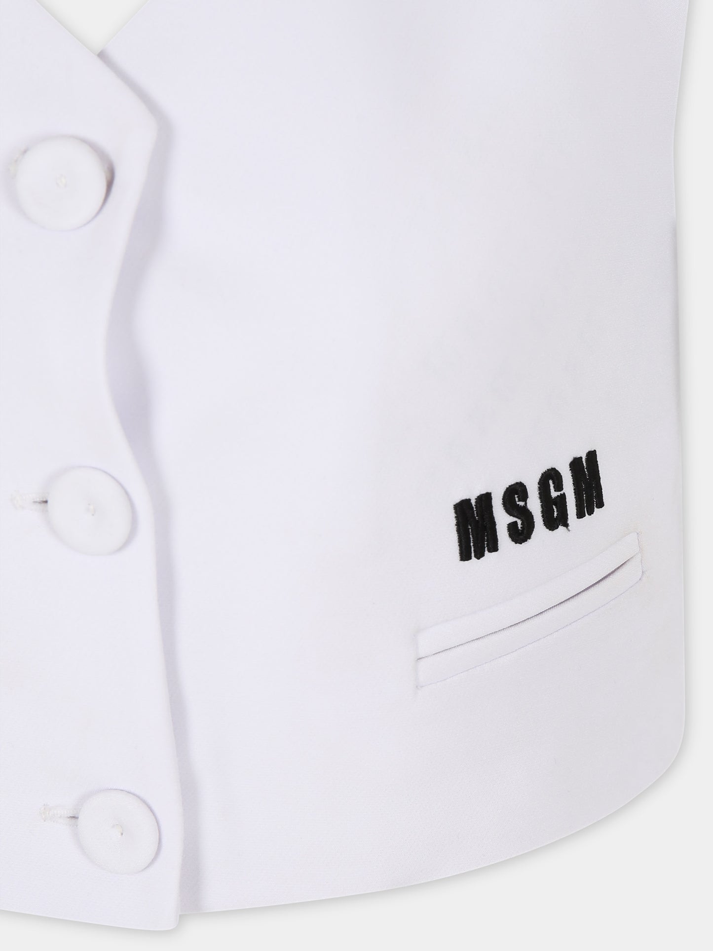 Panciotto bianco per bambina con logo,Msgm Kids,S4MSJGVE157 001