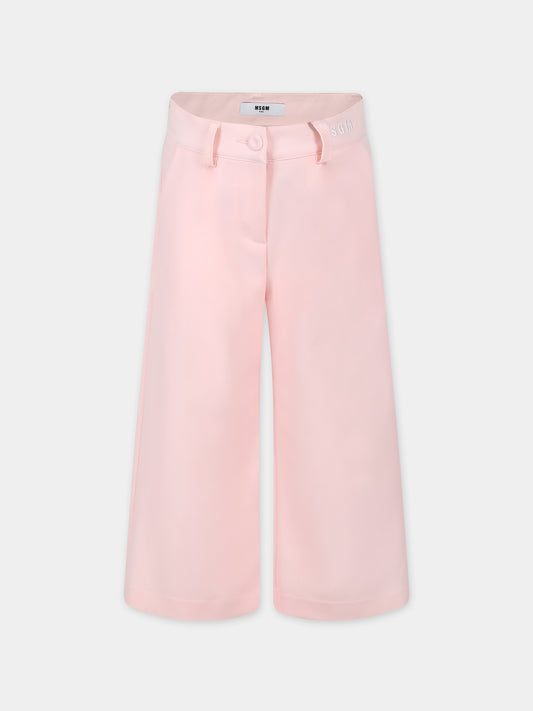 Pantaloni rosa per bambina con logo,Msgm Kids,S4MSJGPA090 049