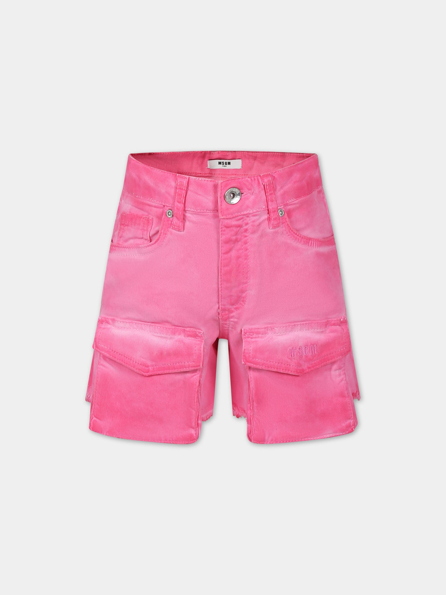 Shorts fucsia in denim per bambina,Msgm Kids,S4MSJGSH038 044