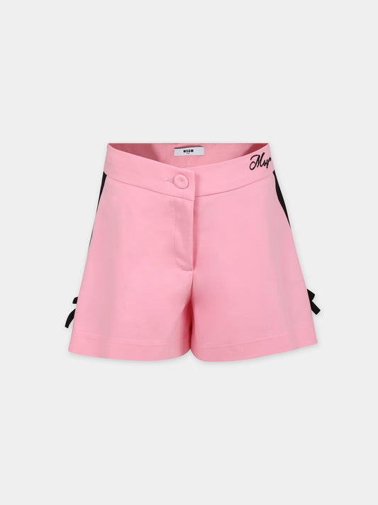 Shorts rosa per bambina con logo,Msgm Kids,S4MSJGSH095 042