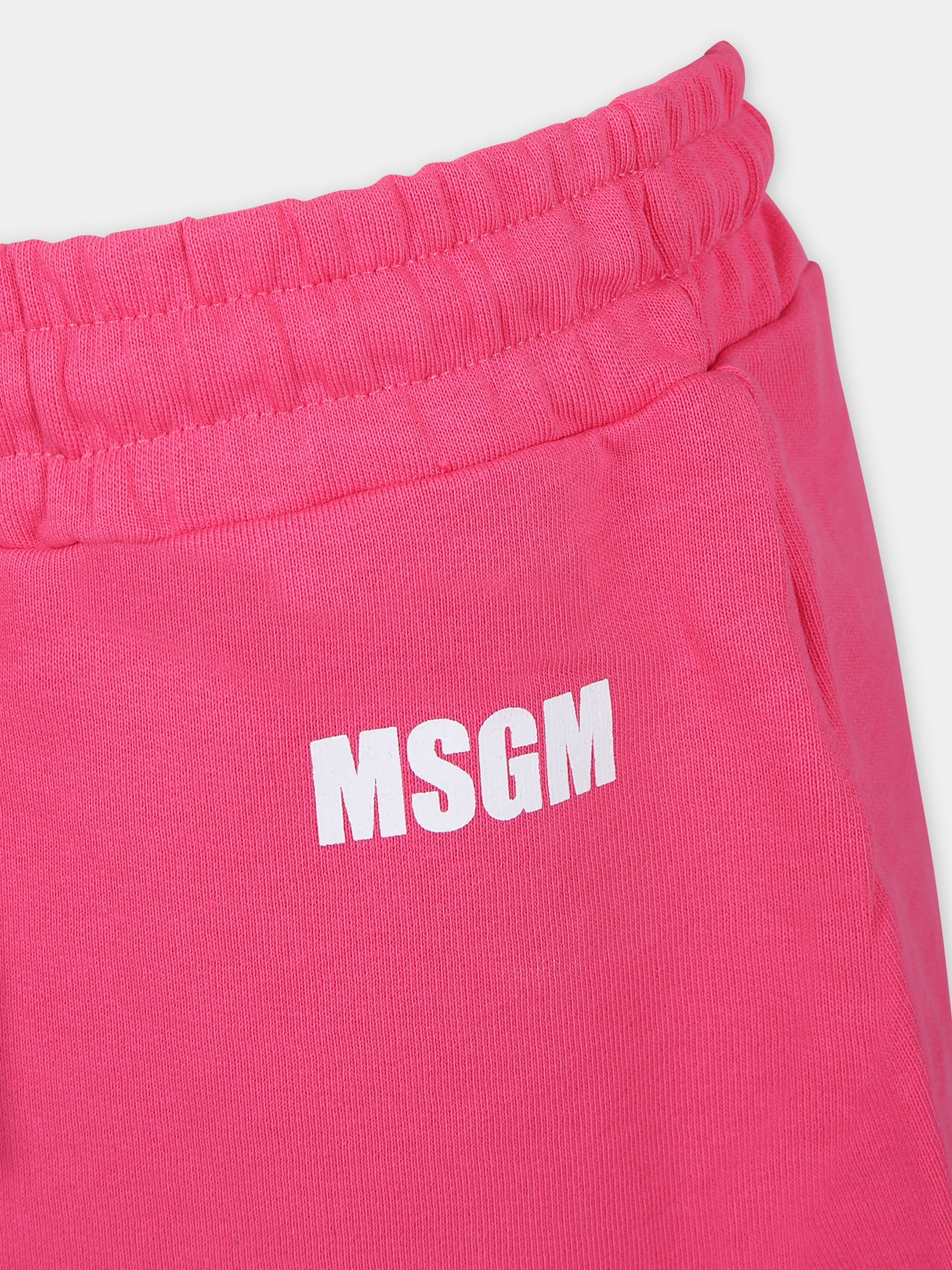 Gonna fucsia per bambina con logo e scritta,Msgm Kids,S4MSJGSK030 044