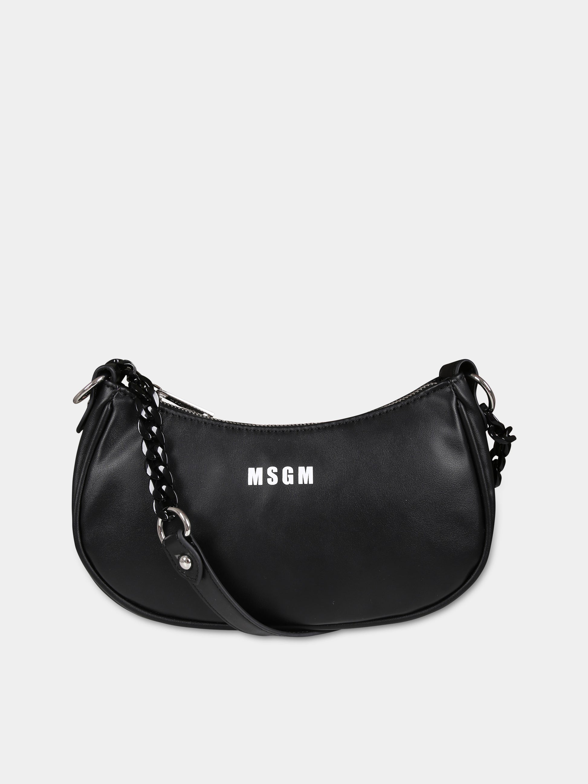 Borsa nera per bambina con logo,Msgm Kids,S4MSJGBA054 110