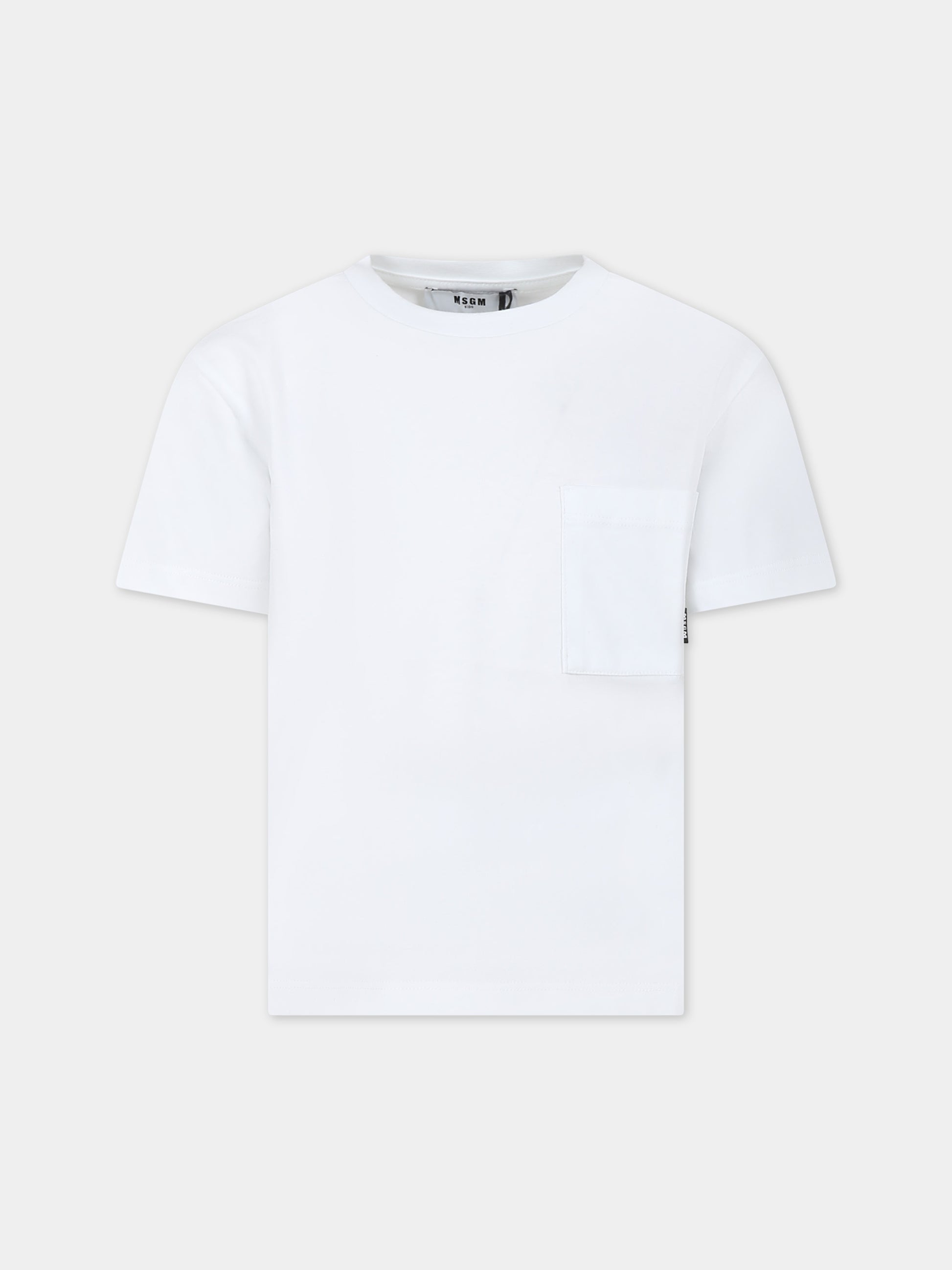 T-shirt bianca per bambino con logo,Msgm Kids,S4MSJBTH204 001