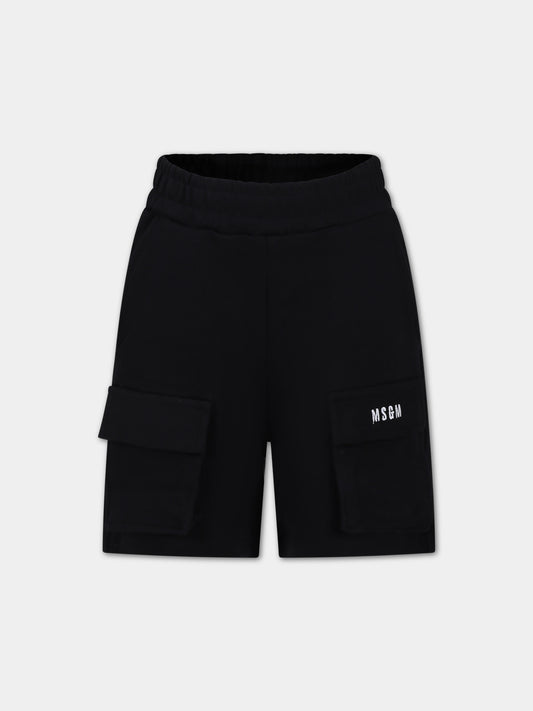 Shorts neri per bambino con logo,Msgm Kids,S4MSJUBE002 110