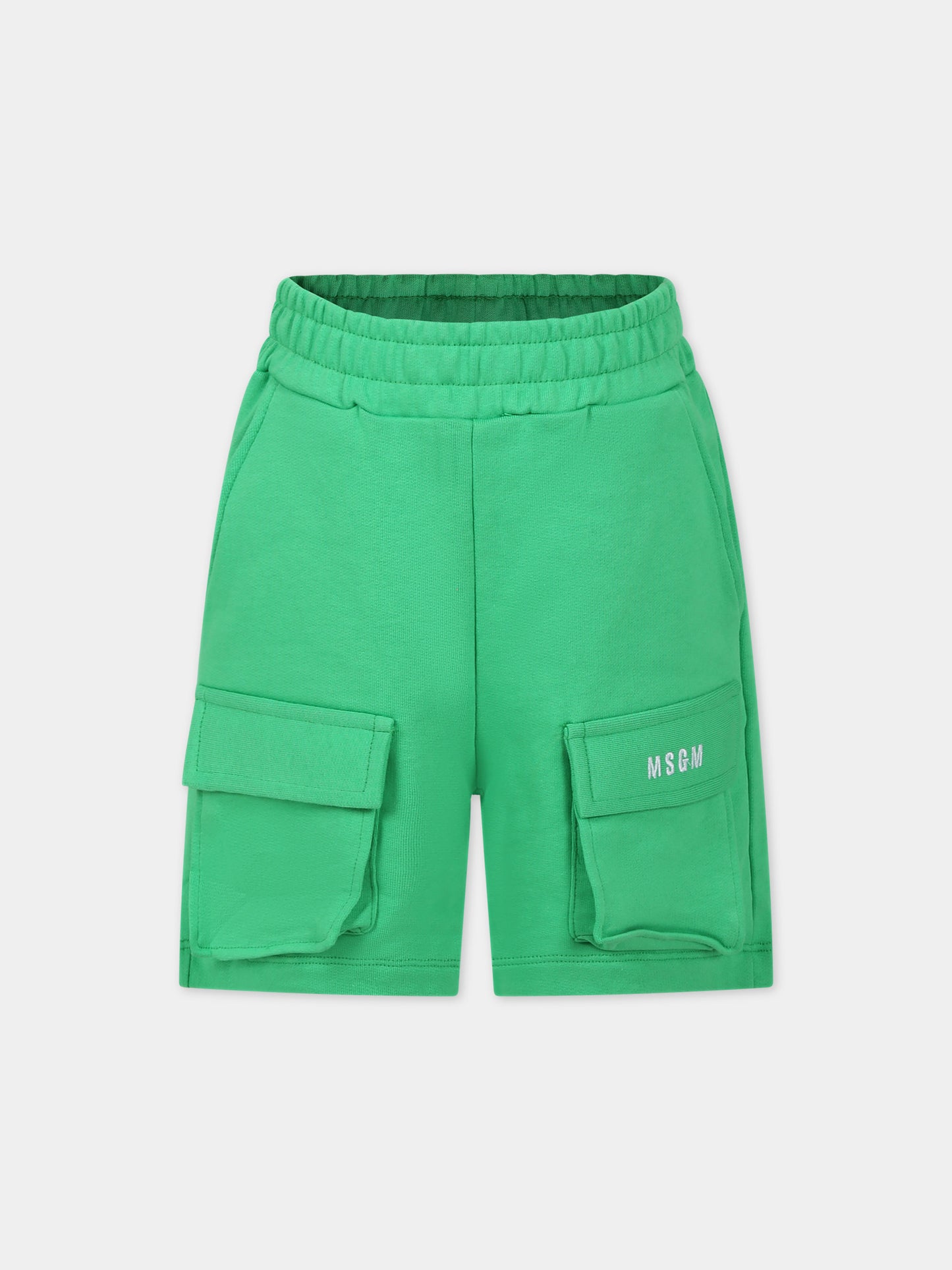 Shorts verdi per bambino con logo,Msgm Kids,S4MSJUBE002 080