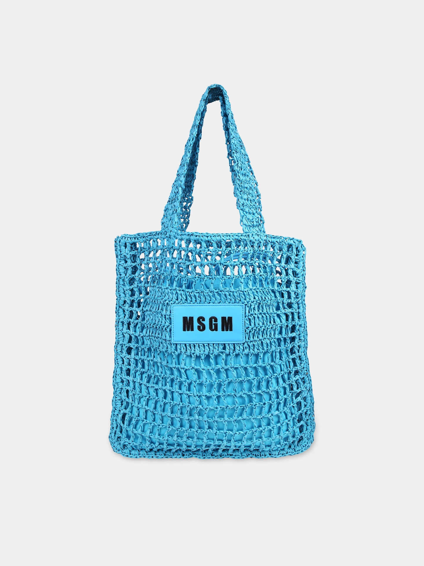 Borsa azzurra per bambina con logo,Msgm Kids,S4MSJGBA059 051