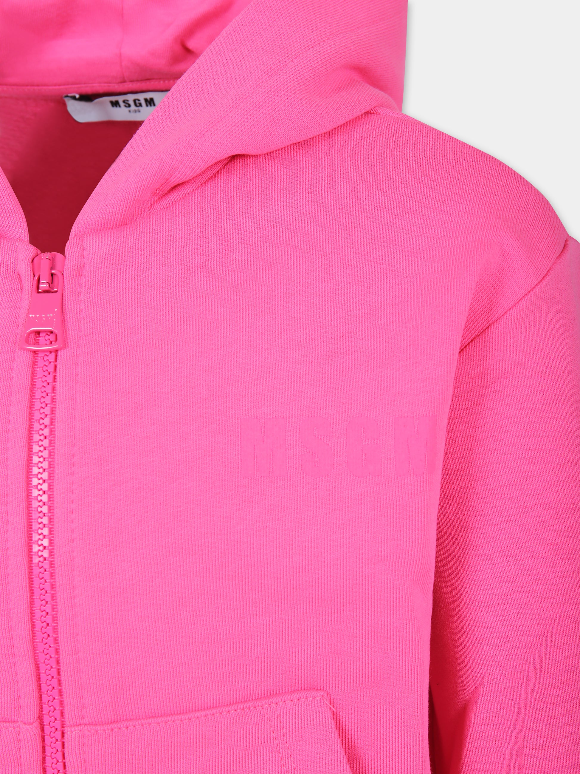 Felpa fucsia per bambina con logo,Msgm Kids,S4MSJUZH015 044