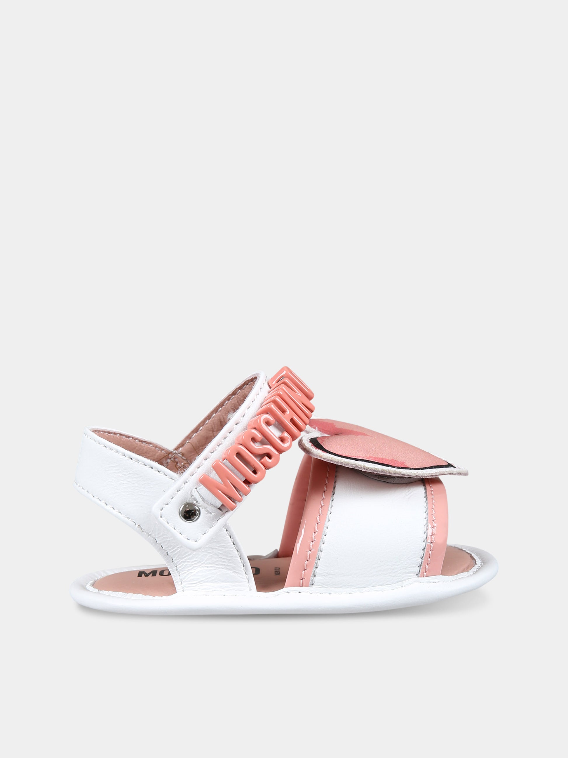 Sandali bianchi per neonata con cuore,Moschino Kids,77262 3
