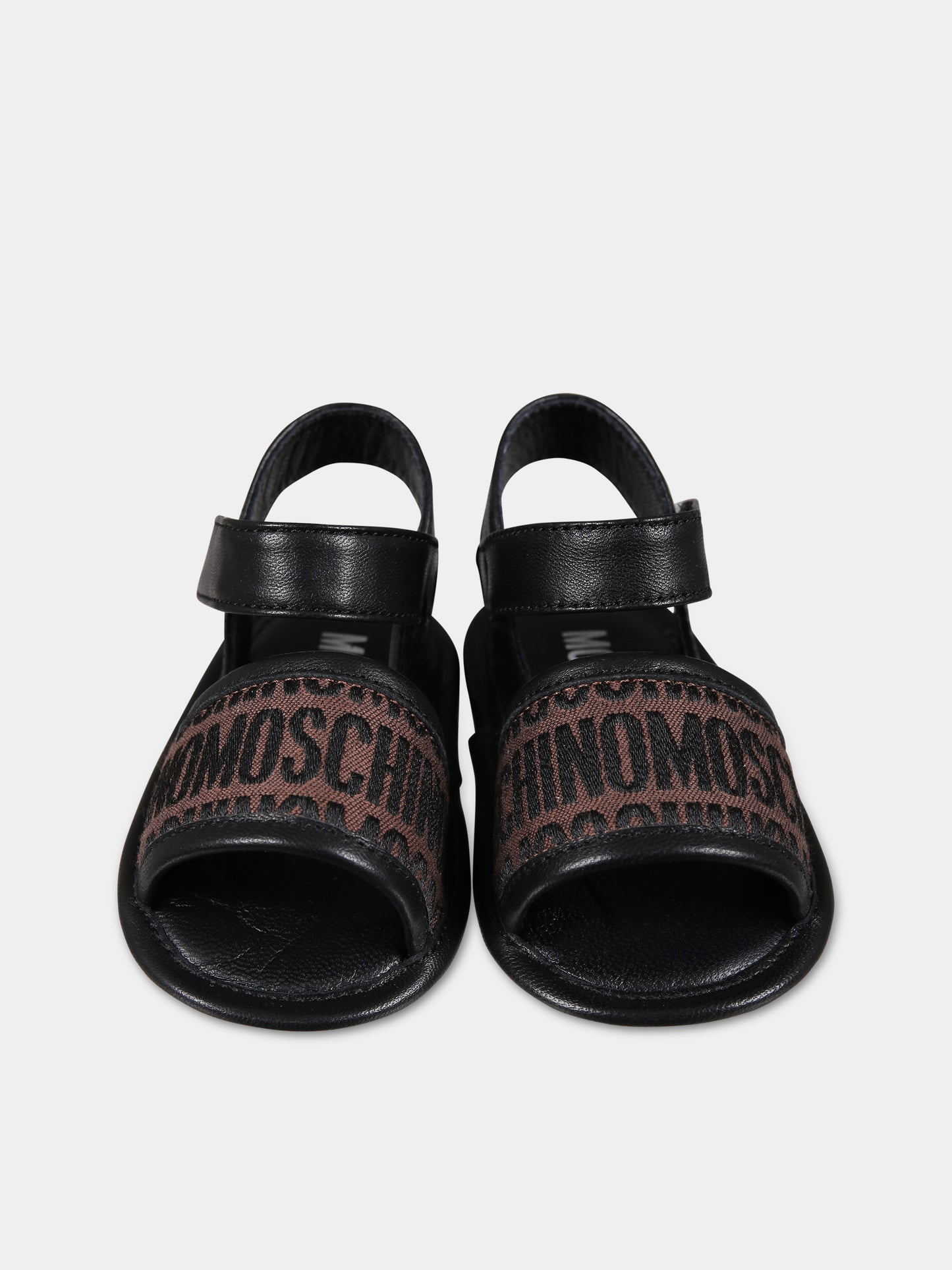 Sandali marroni per neonata con logo,Moschino Kids,77251 1