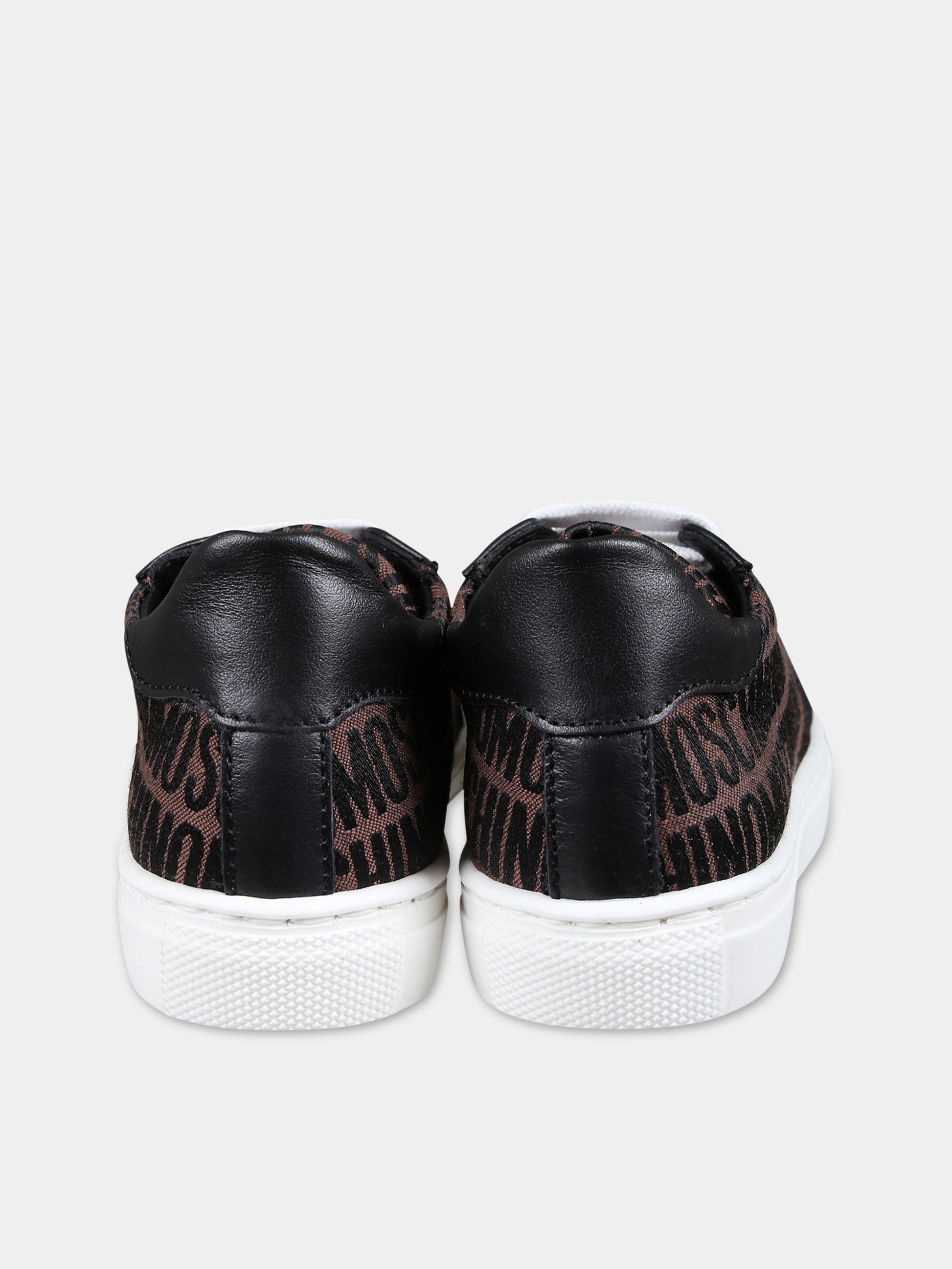 Stringate marroni per bambini con logo,Moschino Kids,77327 1