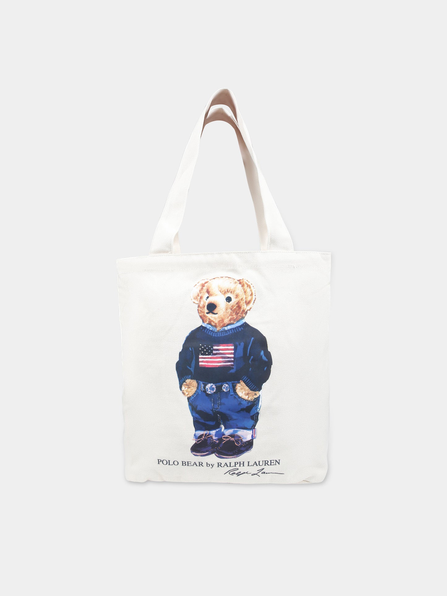 Borsa casual avorio per bambino con orso,Ralph Lauren Kids,24SMRL9AR021 W3Y