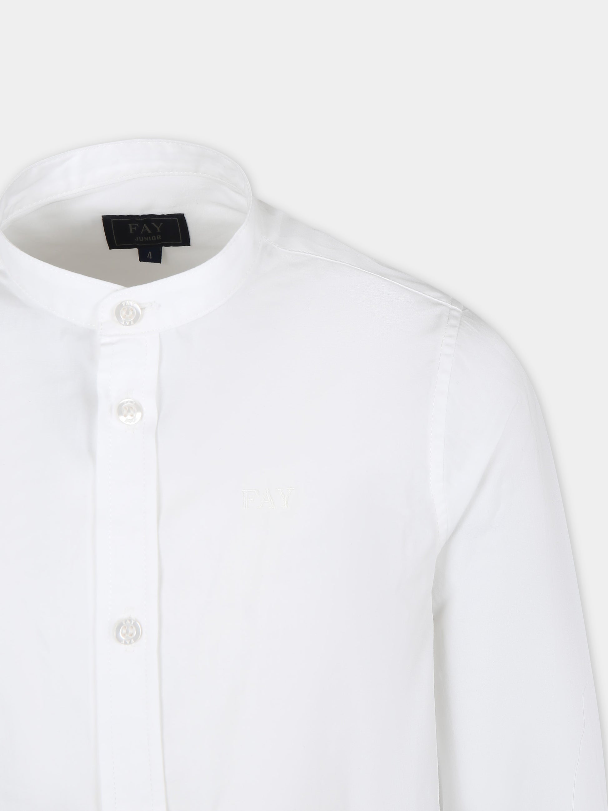 Camicia bianca per bambino con logo,Fay Kids,FU5P00 P0013 100