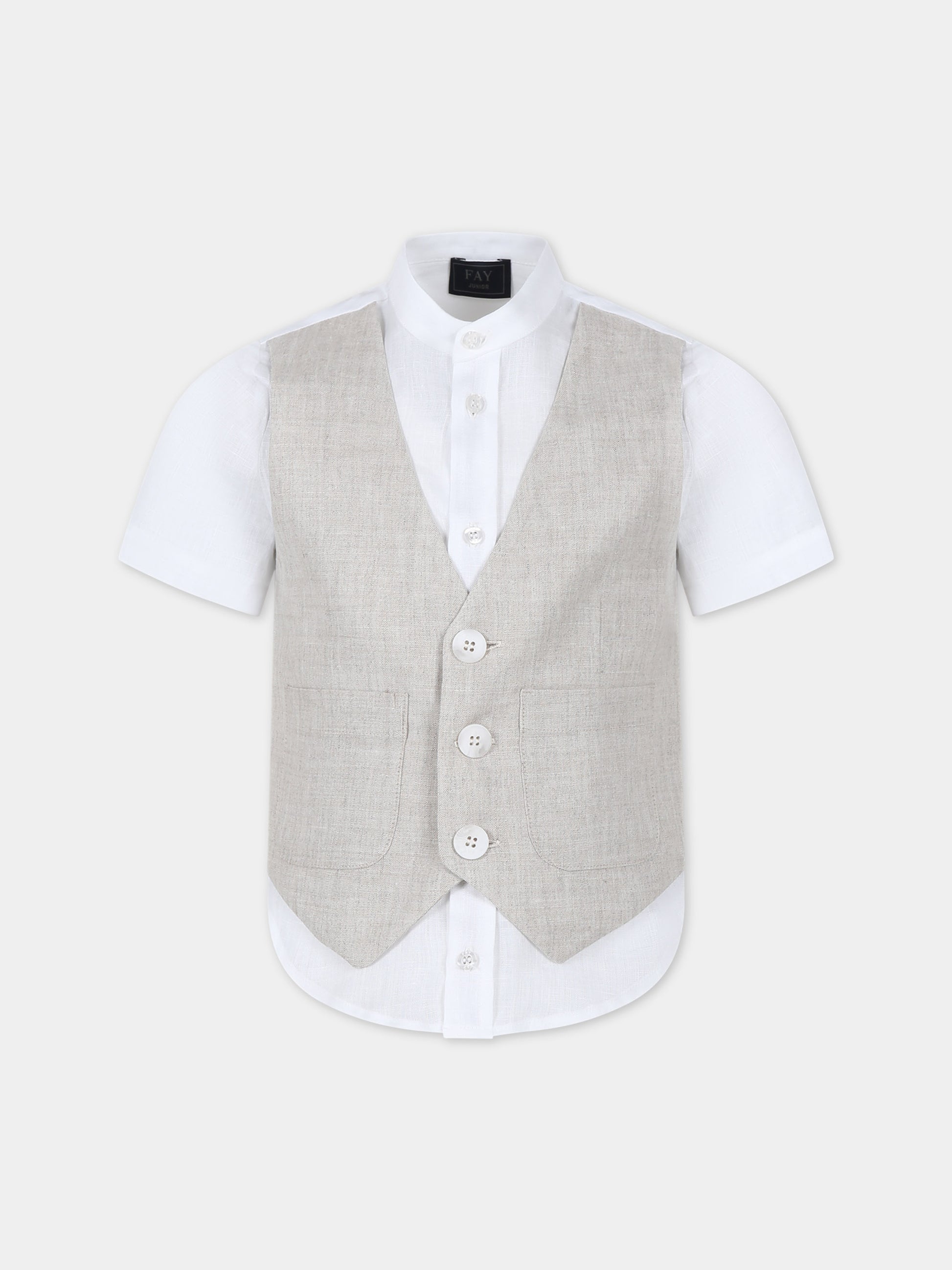 Camicia bianca per bambino,Fay Kids,FU5P61 I0217 101BG