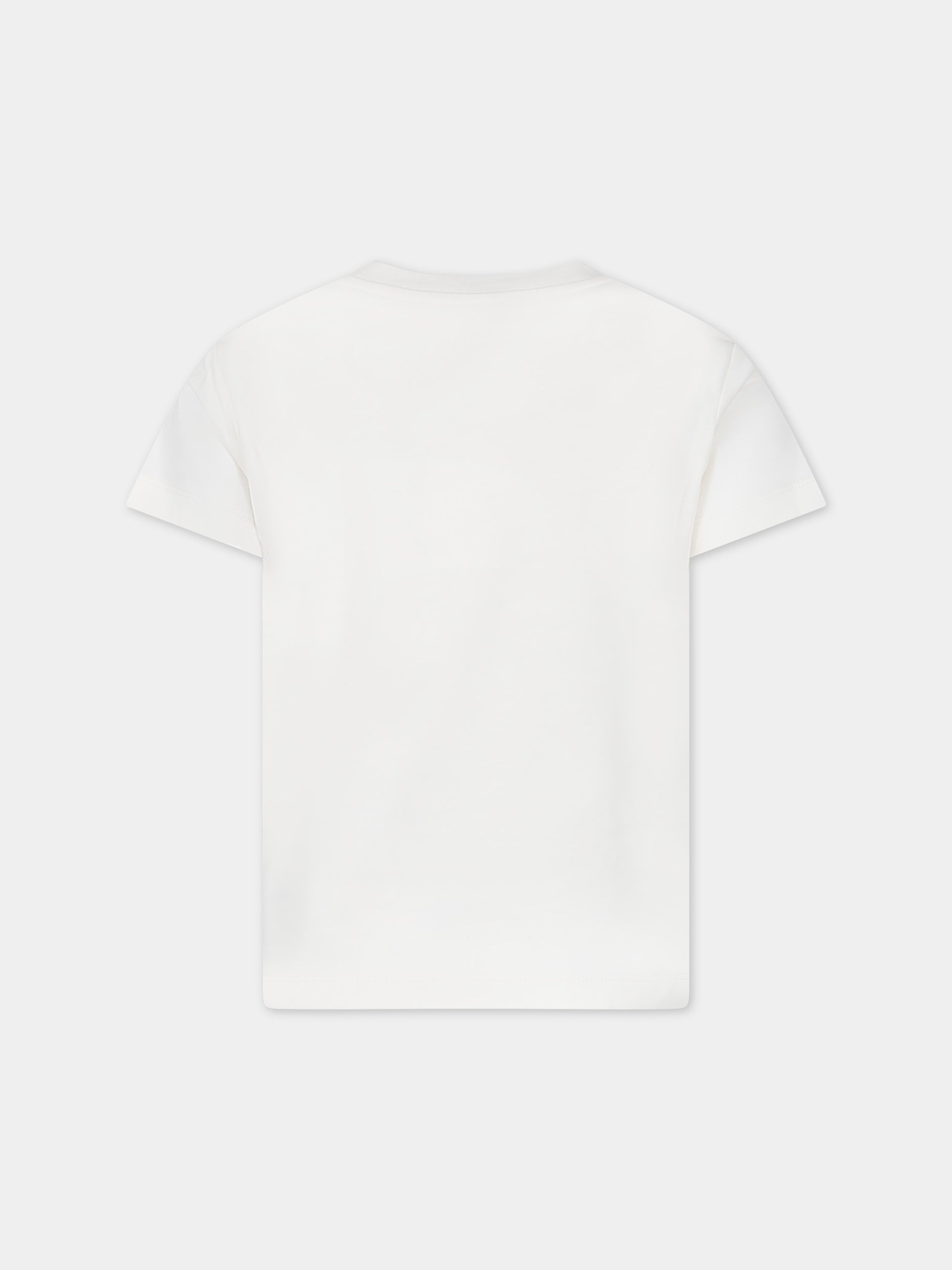 T-shirt avorio per bambino con logo,Fay Kids,FU8P21 Z1173 103