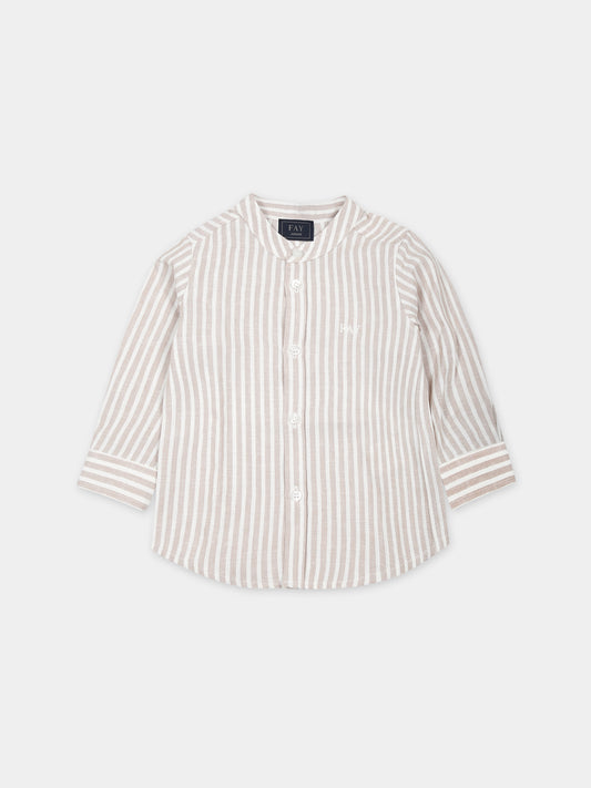 Camicia beige per neonato con logo,Fay Kids,FU5500 I0211 114AV
