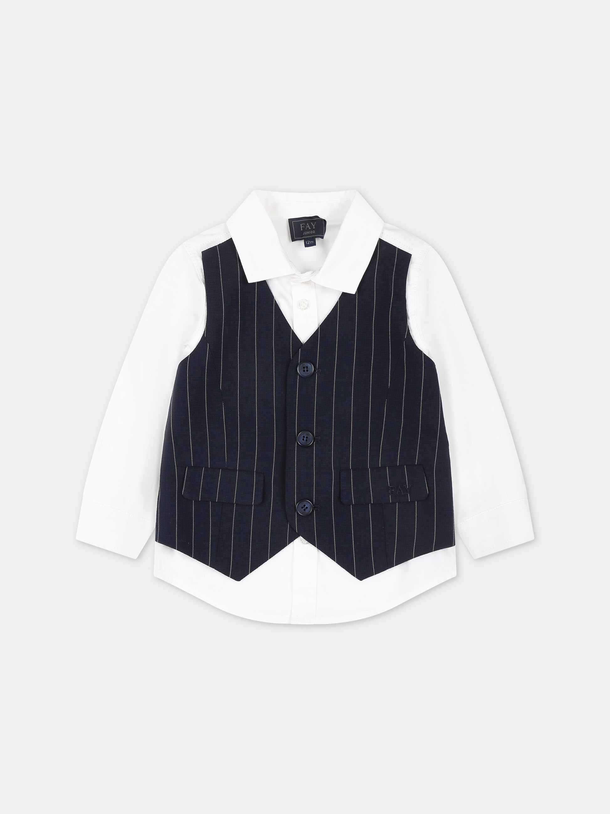 Camicia bianca per neonato con logo,Fay Kids,FU5530 P0013 100