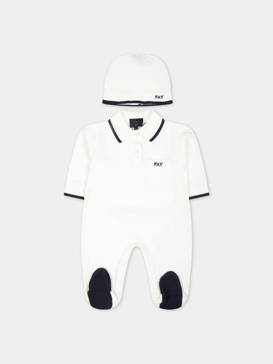 Set bianco per neonato con logo,Fay Kids,FUB520 Z1376 103BL