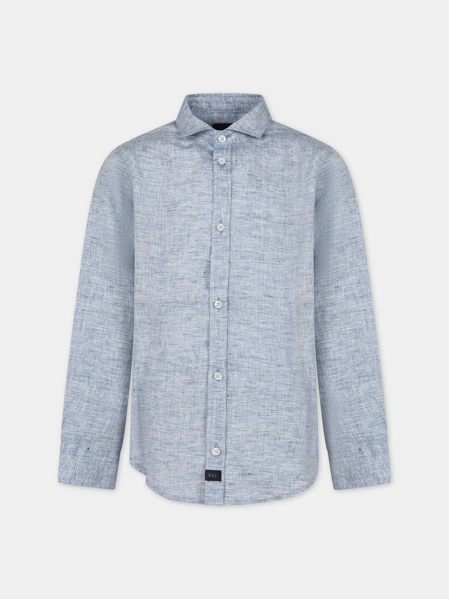 Camicia celeste per bambino con logo,Fay Kids,FU5P40 I0208 653
