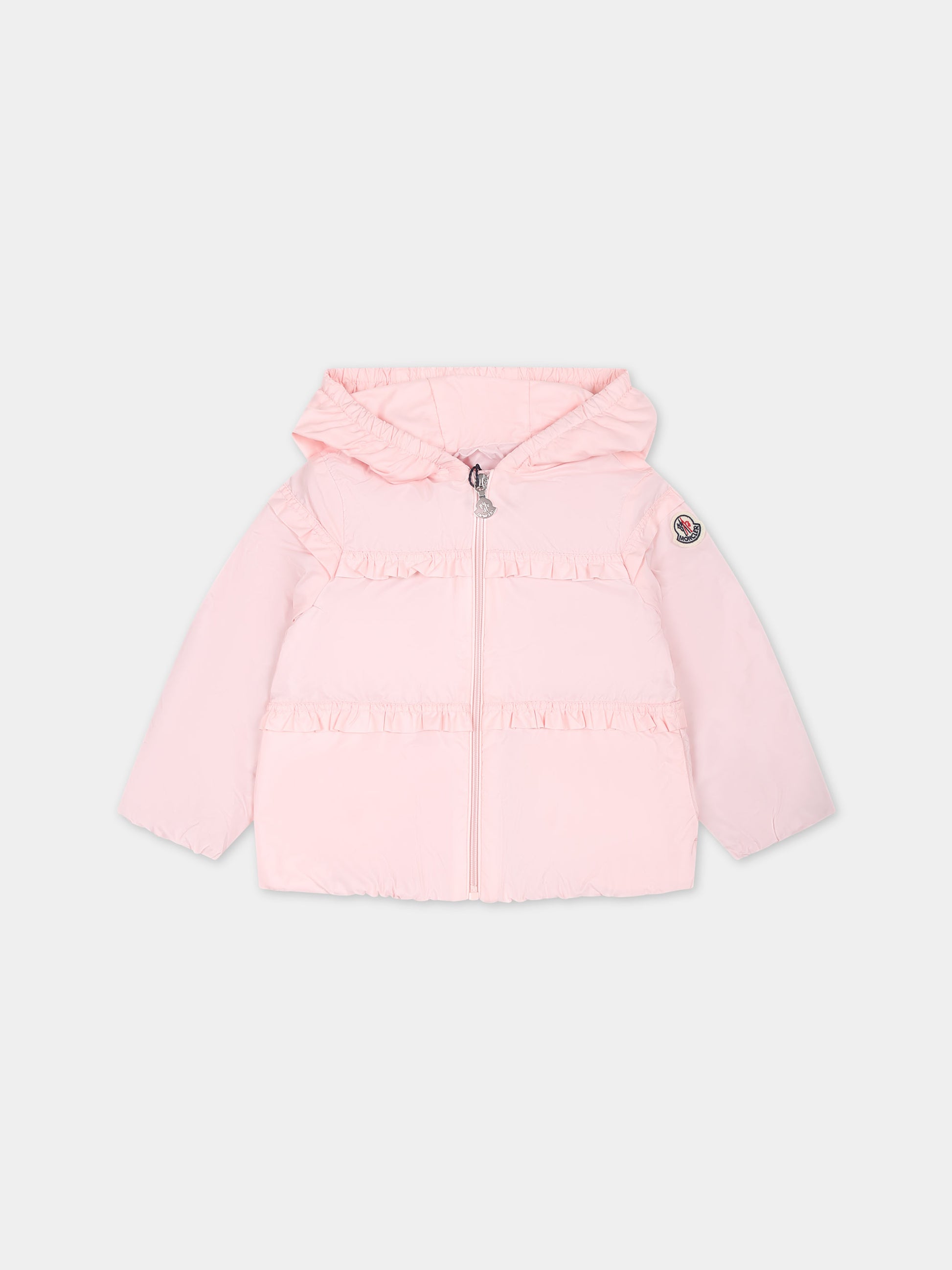 Giacca a vento Hiti rosa per neonata con logo,Moncler Kids,951 1A00043 5968E 50N
