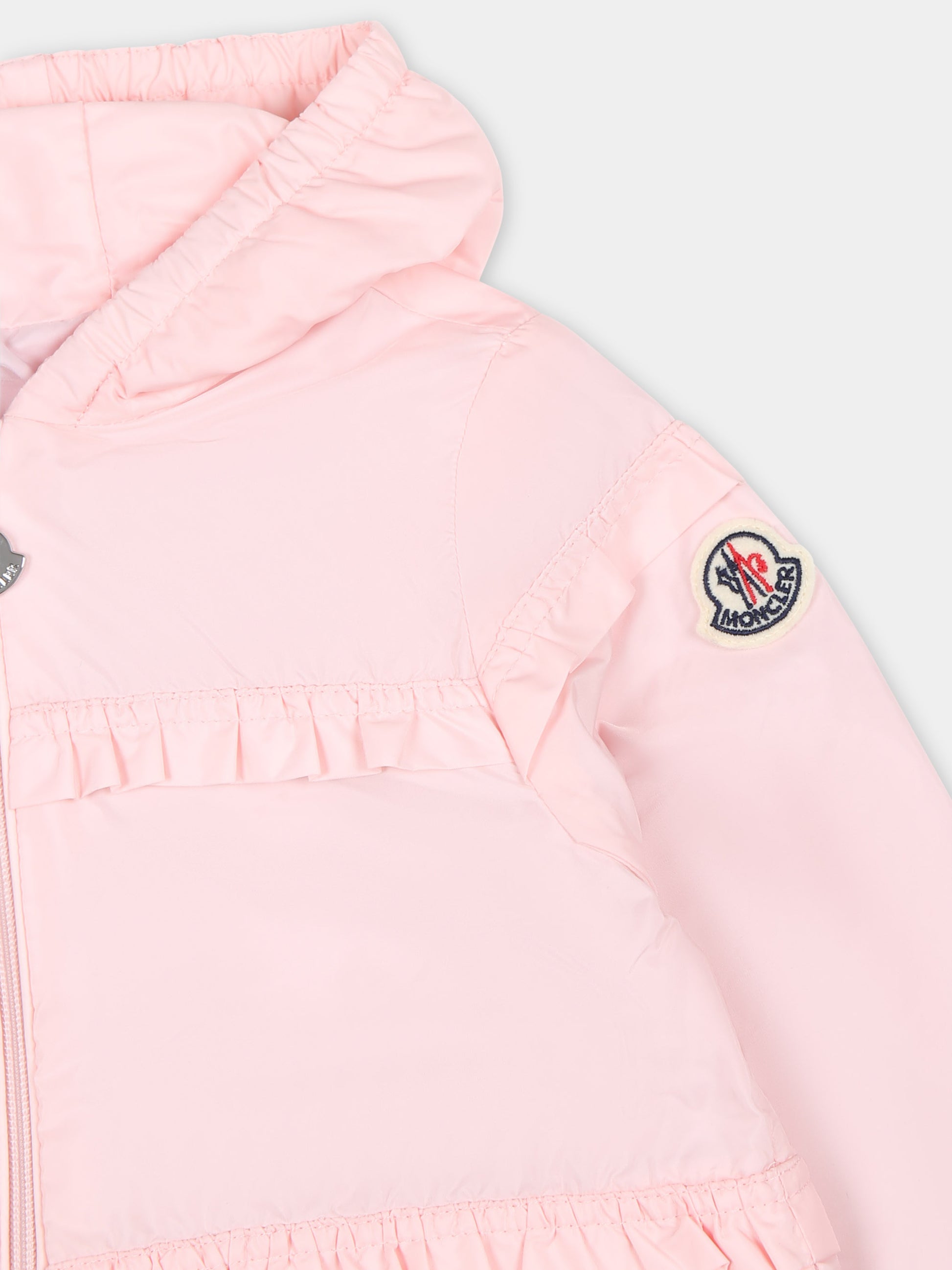 Giacca a vento Hiti rosa per neonata con logo,Moncler Kids,951 1A00043 5968E 50N