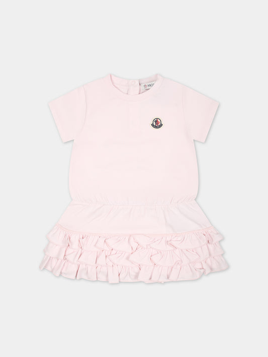 Vestito rosa per neonata con logo,Moncler Kids,951 8I00005 8790N 503
