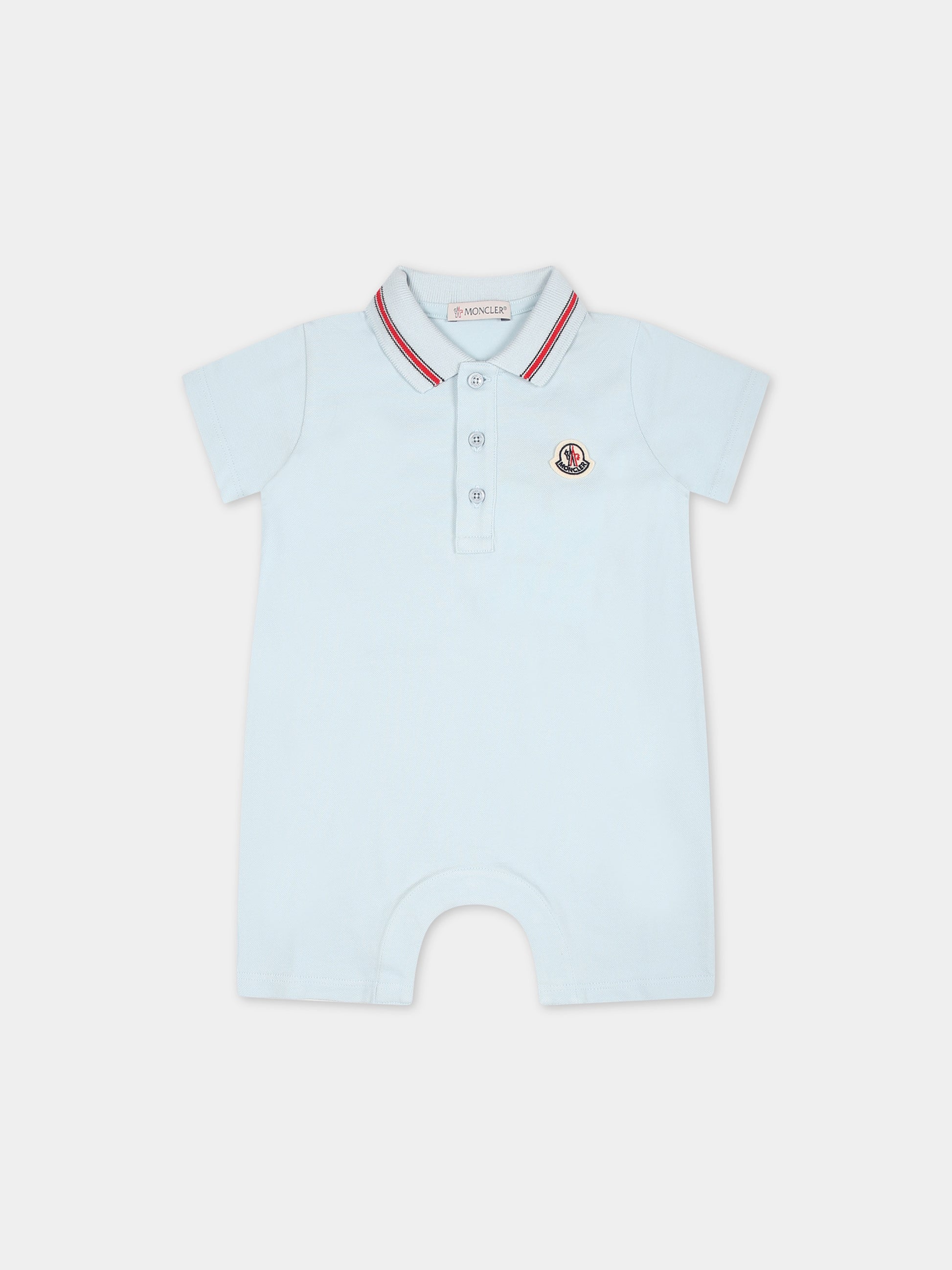 Pagliaccetto celeste per neonato con logo,Moncler Kids,951 8L00011 8496F 70C