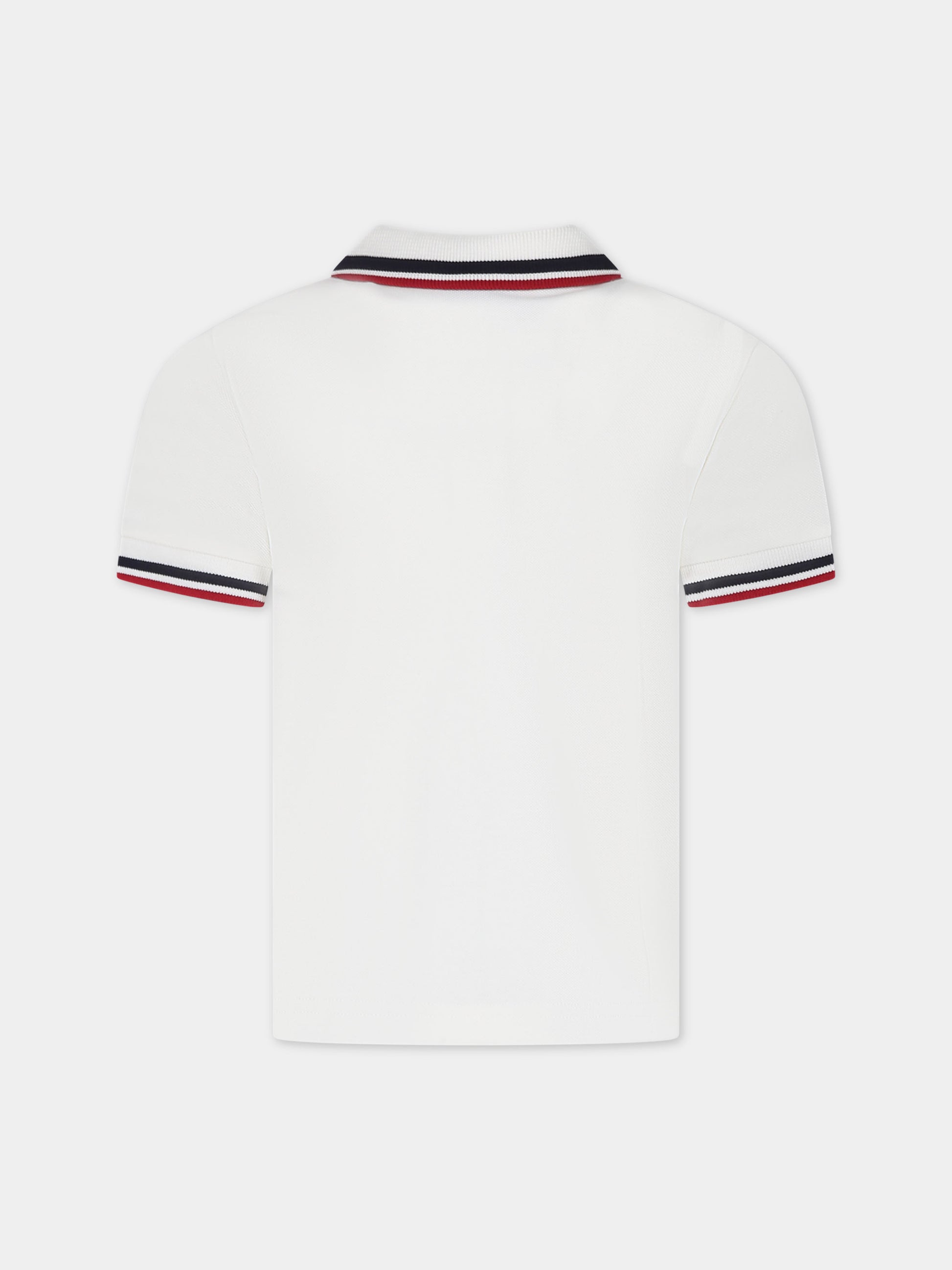 Polo bianca per bambino con logo,Moncler Kids,954 8A00012 8496W 034