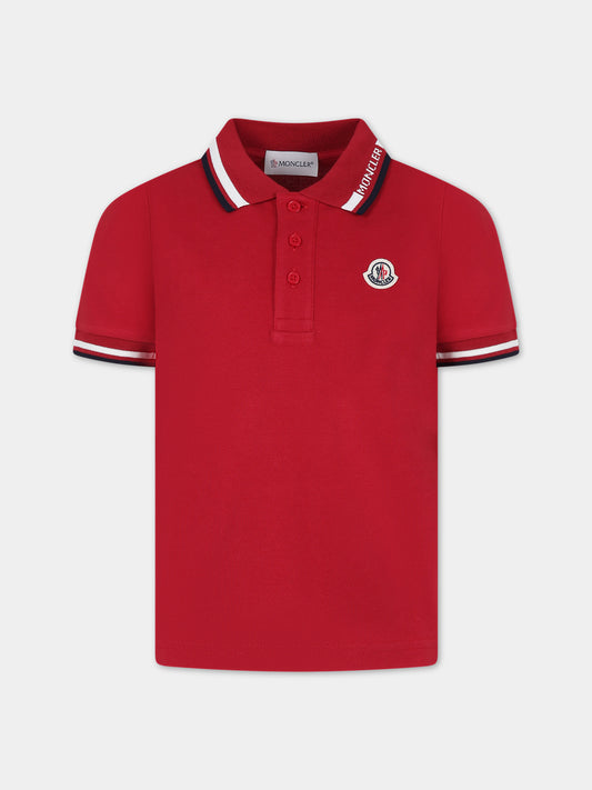 Polo rossa per bambino con logo,Moncler Kids,954 8A00012 8496W 456