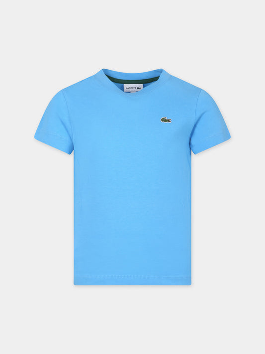 T-shirt azzurra per bambino con coccodrillo,Lacoste,TJ1122 IY3