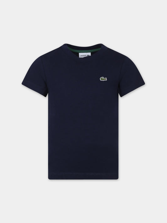T-shirt blu per bambino con coccodrillo,Lacoste,TJ1122 166