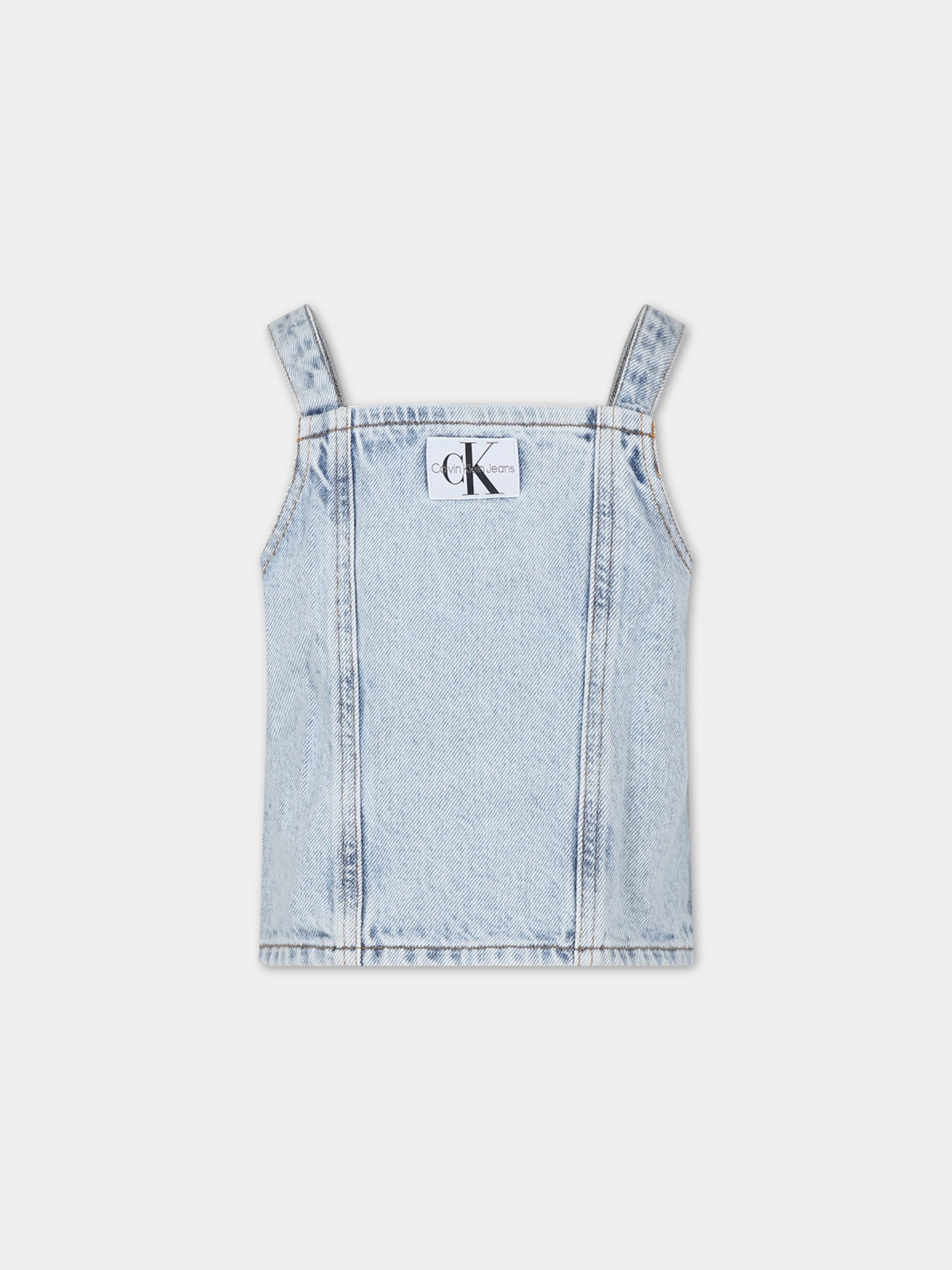 Top blu per bambina con logo,Calvin Klein Kids,24SMCKIG0IG02389T 1AA
