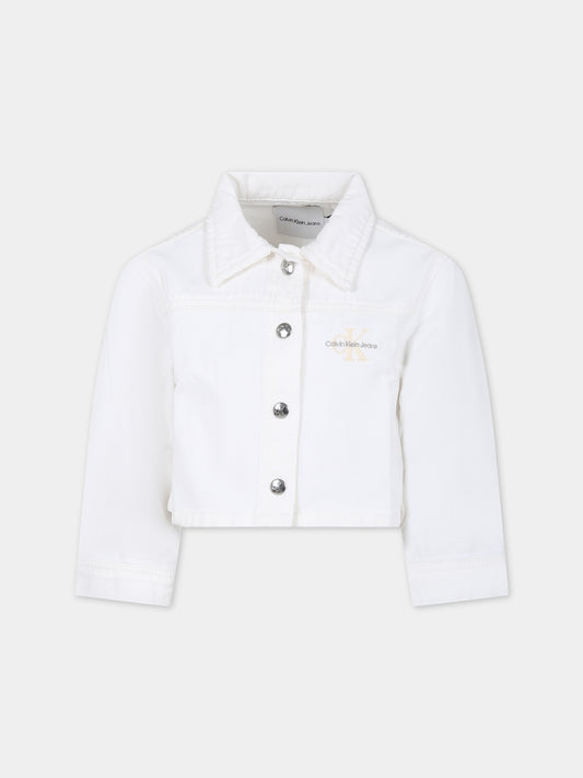 Giubbotto di jeans per bambina con logo,Calvin Klein Kids,24SMCKIG0IG02390J 1CD