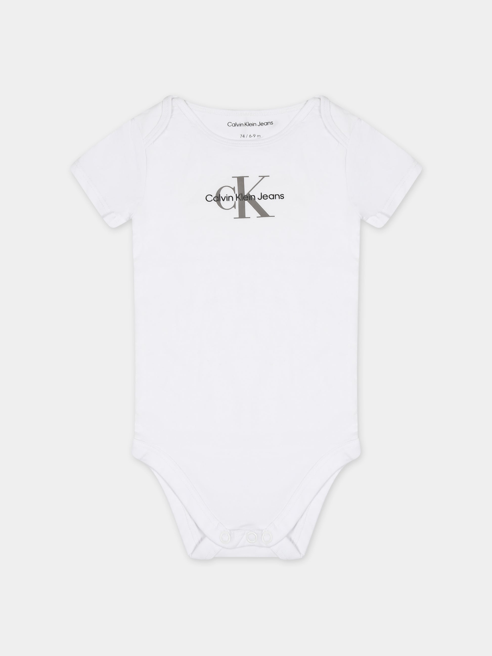 Body bianco per neonata con logo,Calvin Klein Kids,24SMCKIN0IN00014 YAF