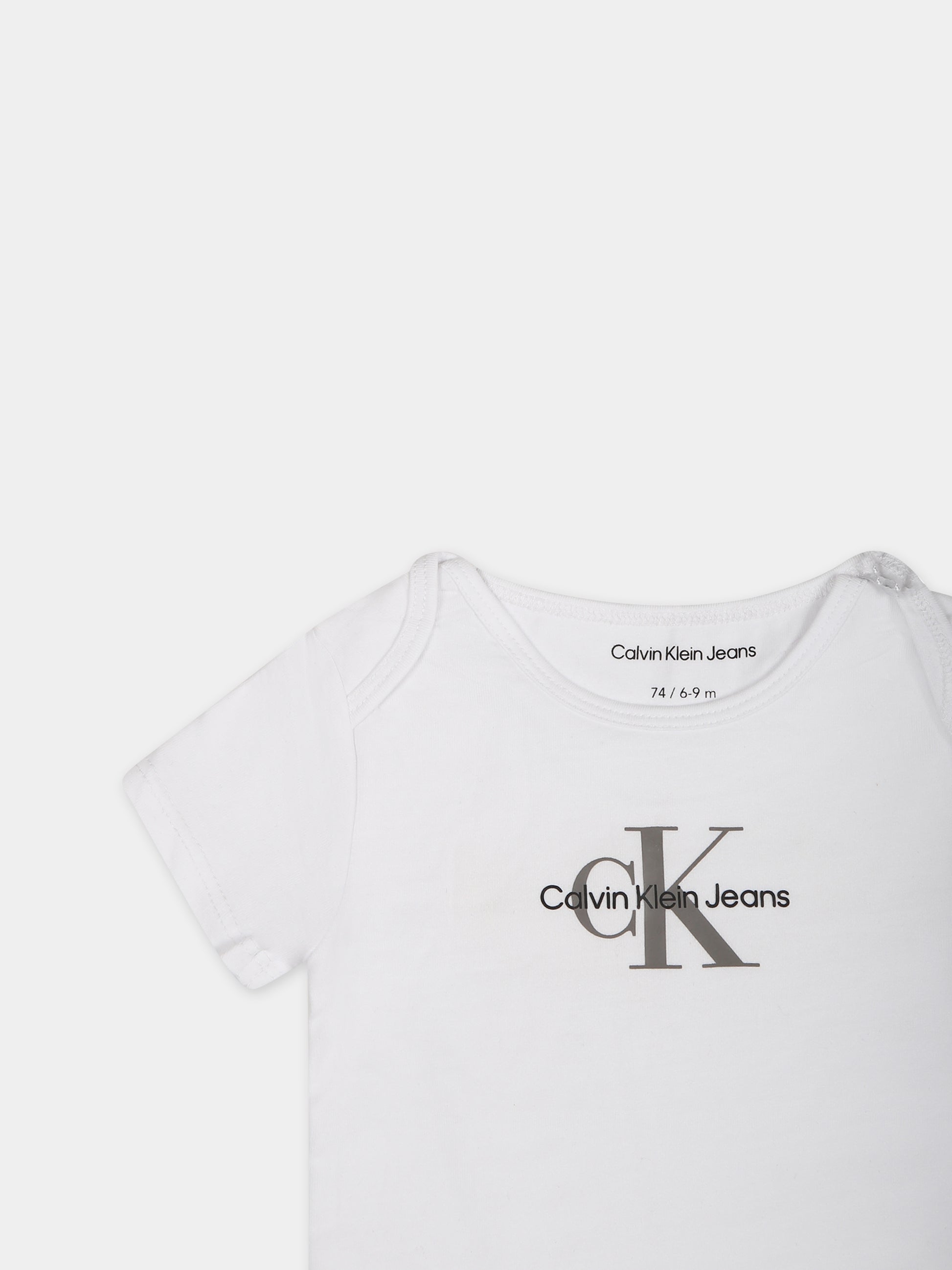 Body bianco per neonata con logo,Calvin Klein Kids,24SMCKIN0IN00014 YAF