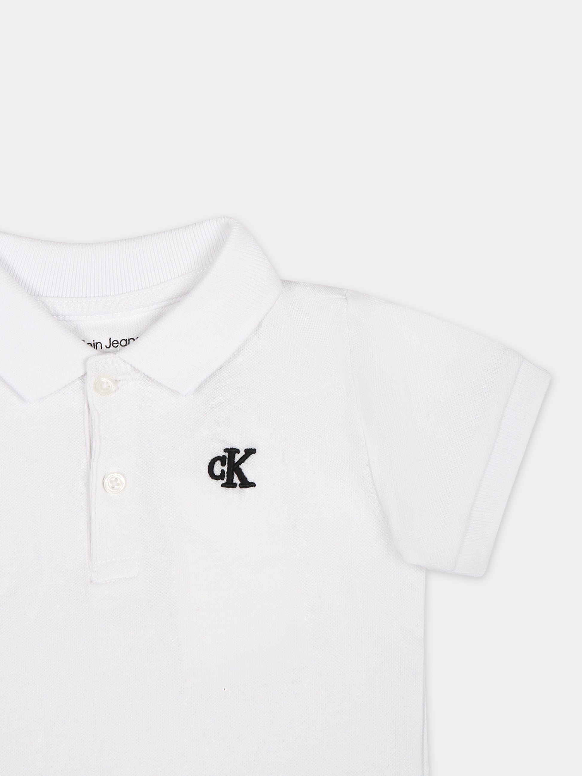 Polo bianca per neonato con logo,Calvin Klein Kids,24SMCKIN0IN00170 YAF